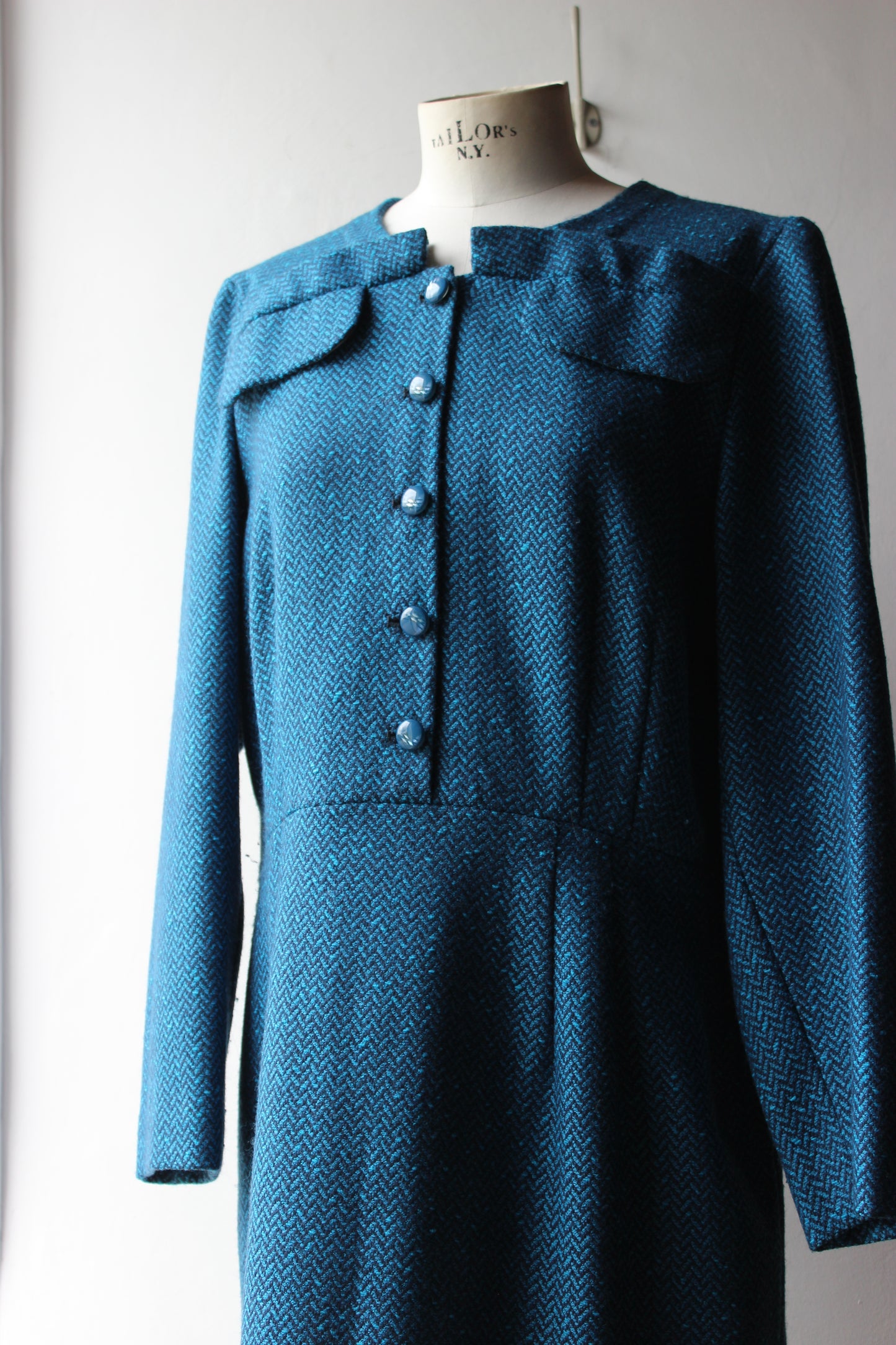 LUCIANO SOPRANI Vintage Abito Blu Petrolio  - Made in Italy