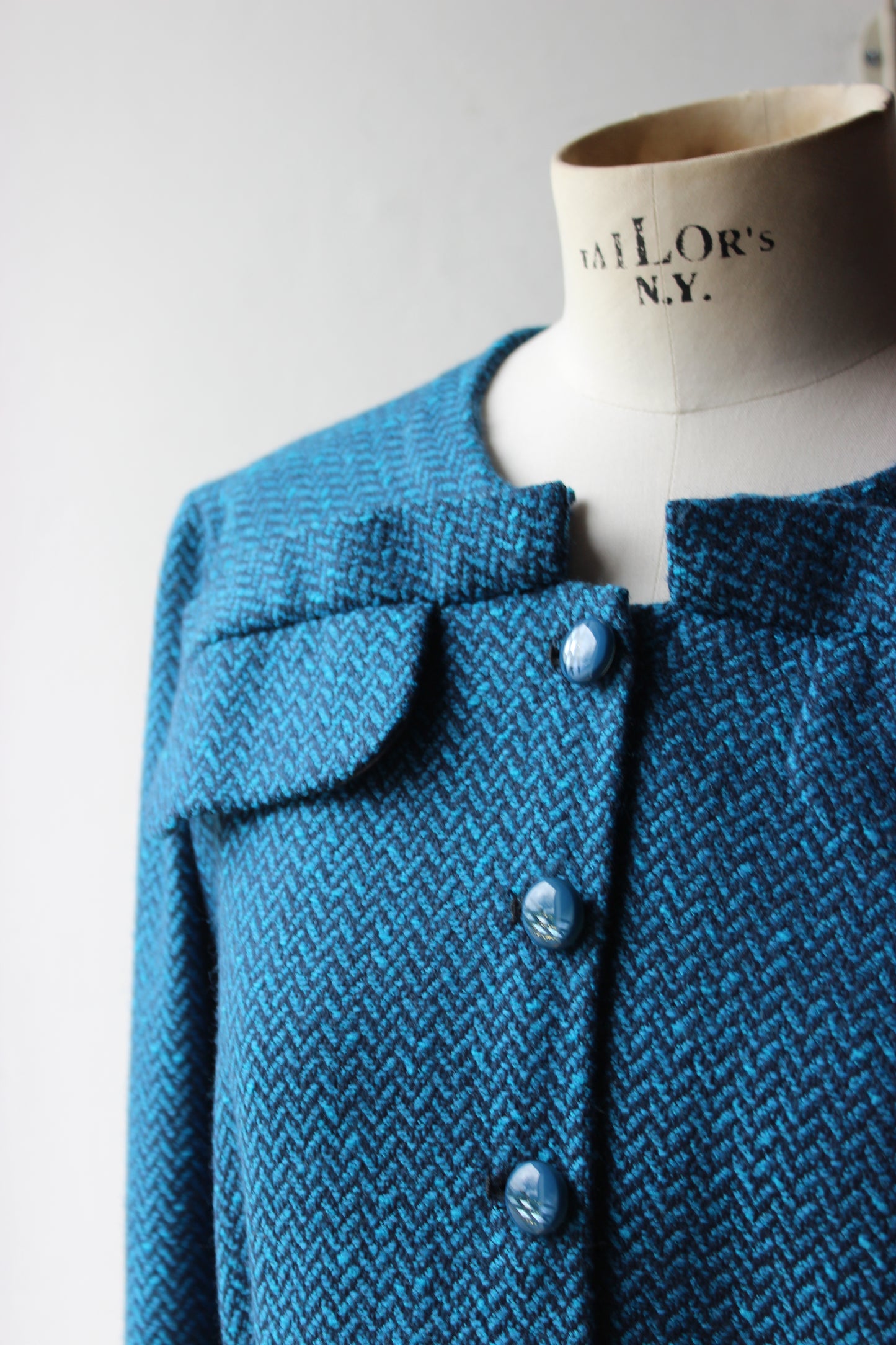 LUCIANO SOPRANI Vintage Abito Blu Petrolio  - Made in Italy