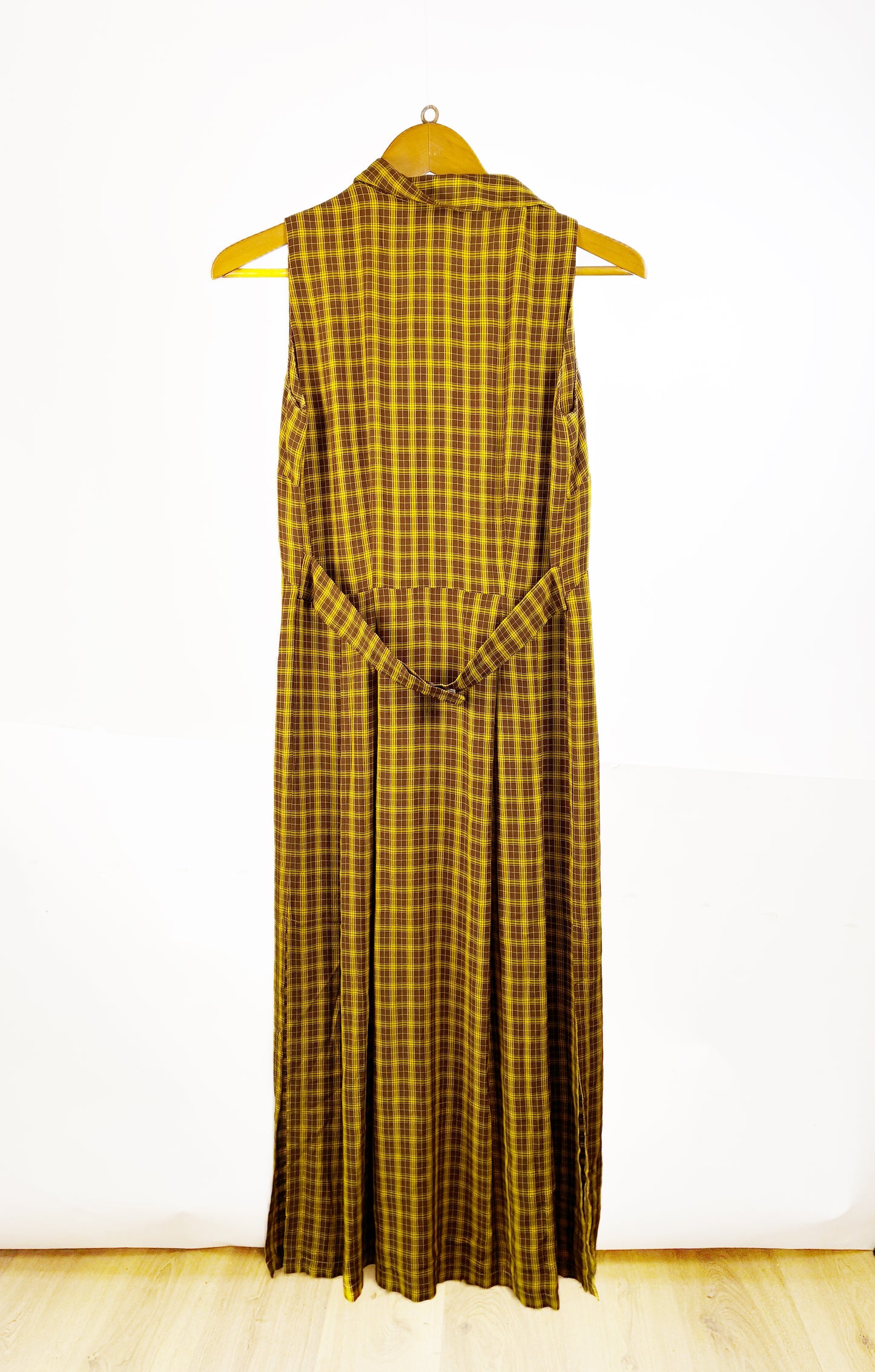 Abito Lungo Vintage Espressione Moda Tartan Giallo/Marrone