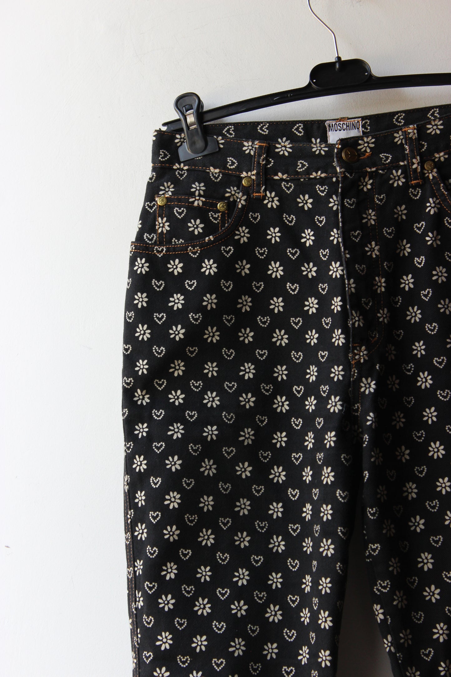 Jeans Moschino - Fantasia Margherite e Cuori Neri