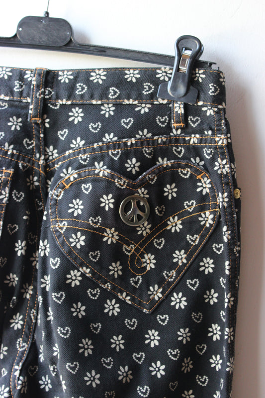 Jeans Moschino - Fantasia Margherite e Cuori Neri