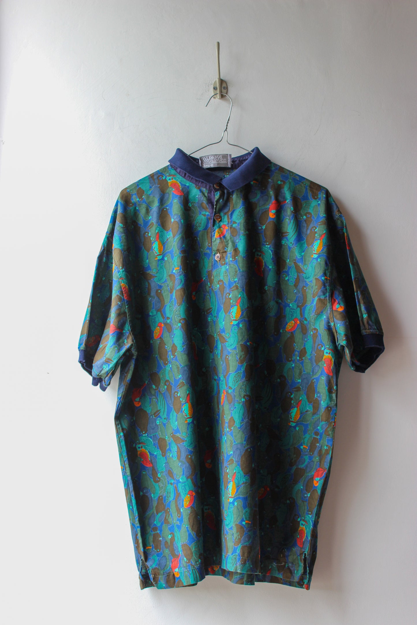 Polo Vintage Gianfranco Ottaviani Fantasia Pappagalli e Foglie - Taglia 52