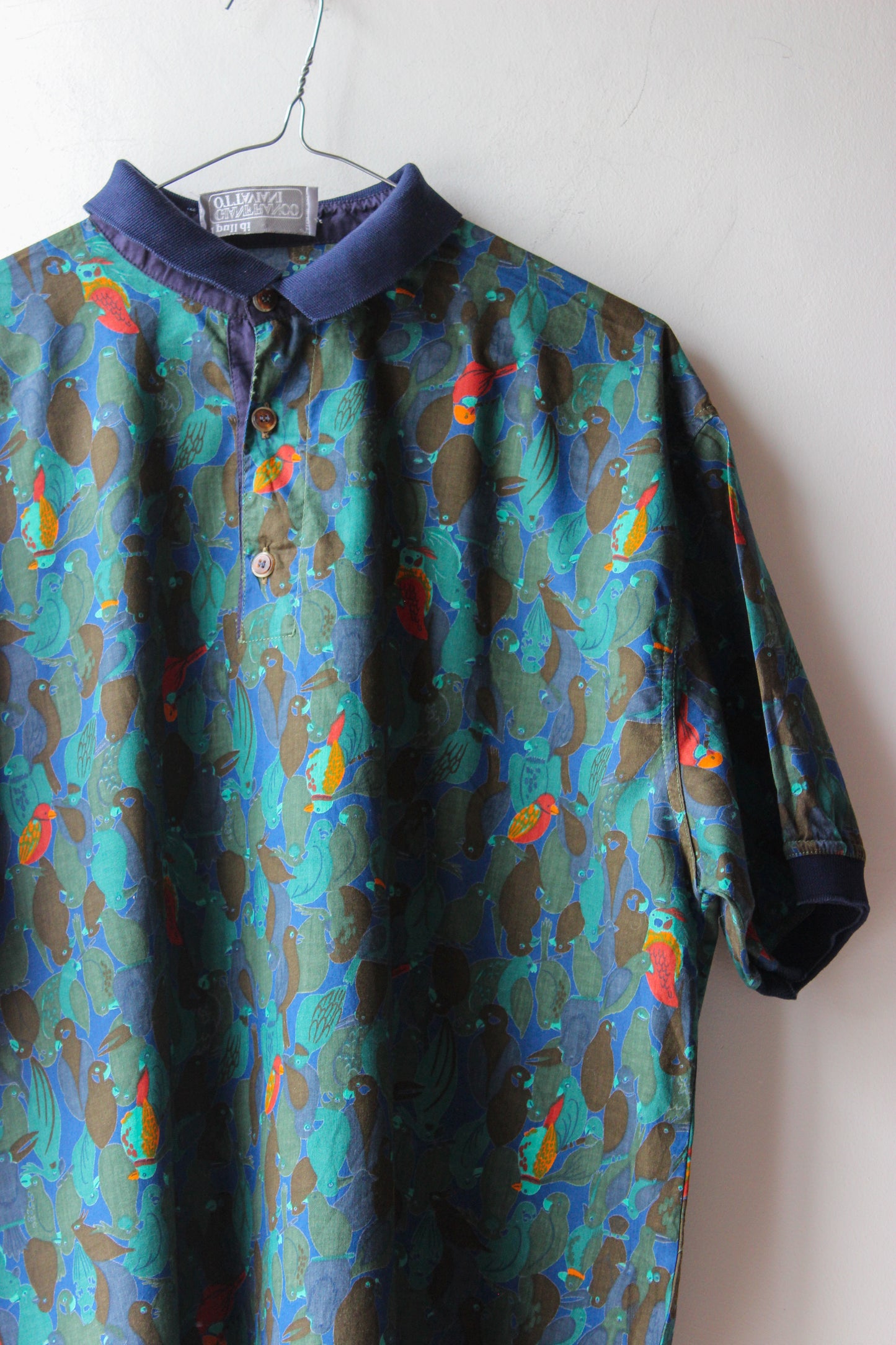 Polo Vintage Gianfranco Ottaviani Fantasia Pappagalli e Foglie - Taglia 52