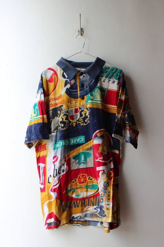 Polo Vintage Iceberg Multicolore All-Over Print - Taglia XL