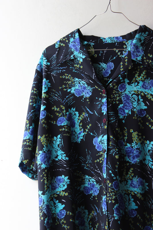 Camicia Floreale Vintage Blu e Turchese