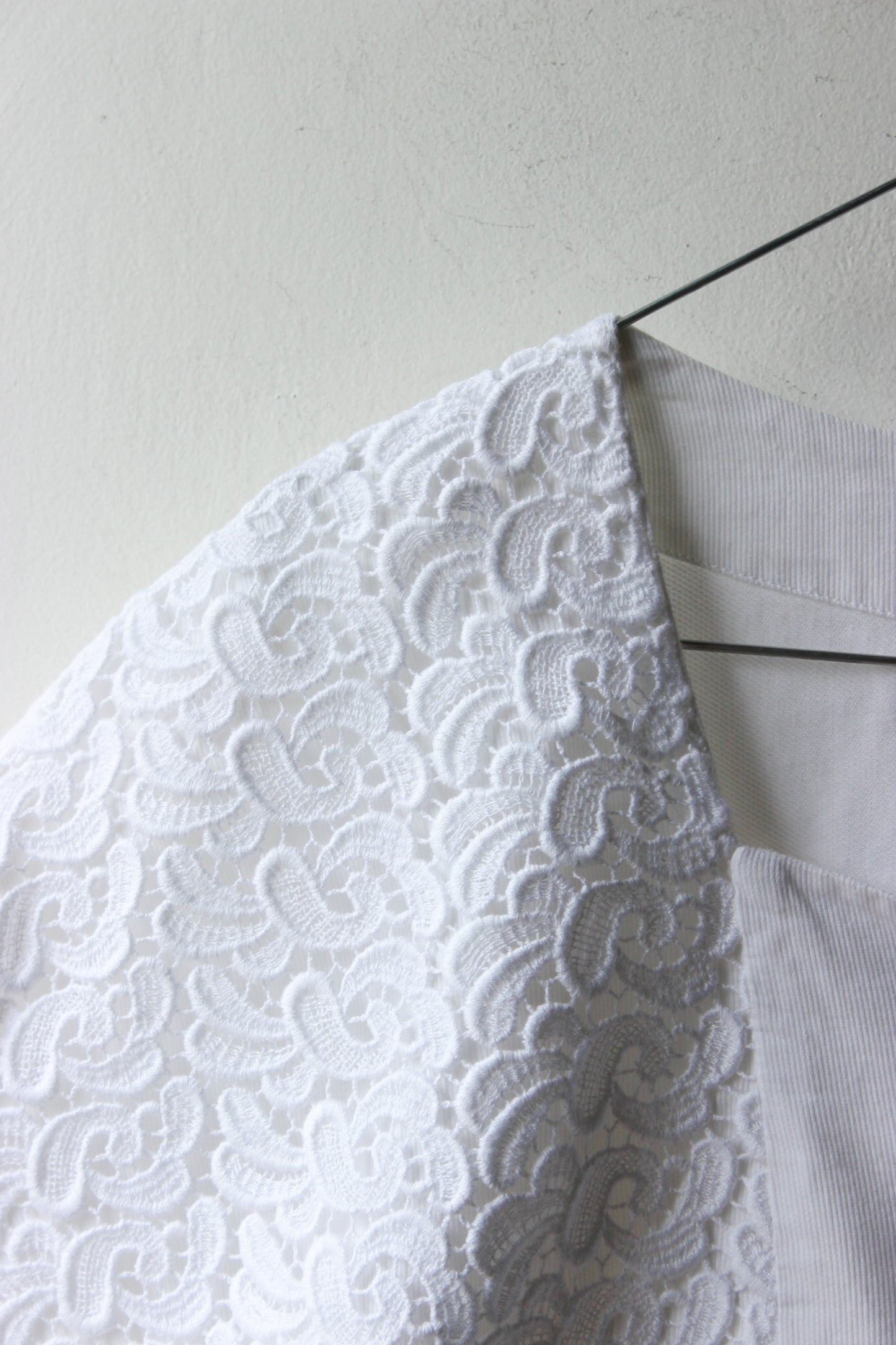 Camicia Vintage Pizzo Sangallo Bianca Romantica Anni '80