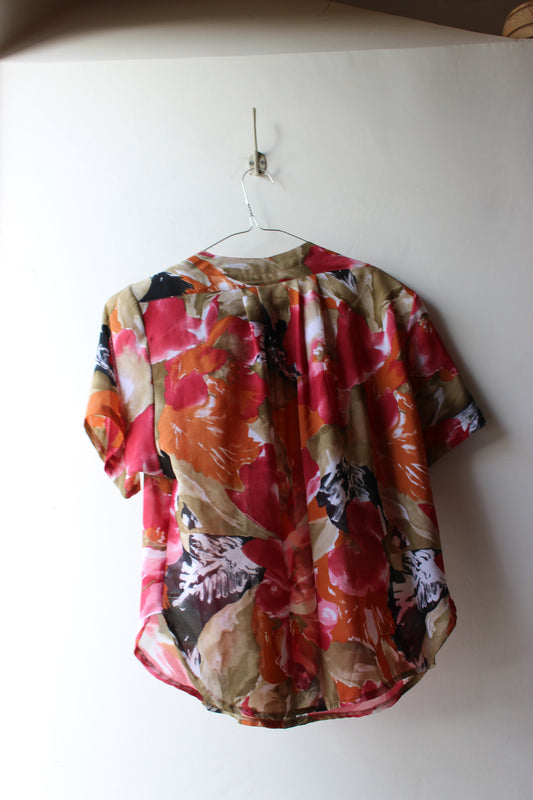 Blusa Vintage Floreale Multicolor Made in Italy Taglia M