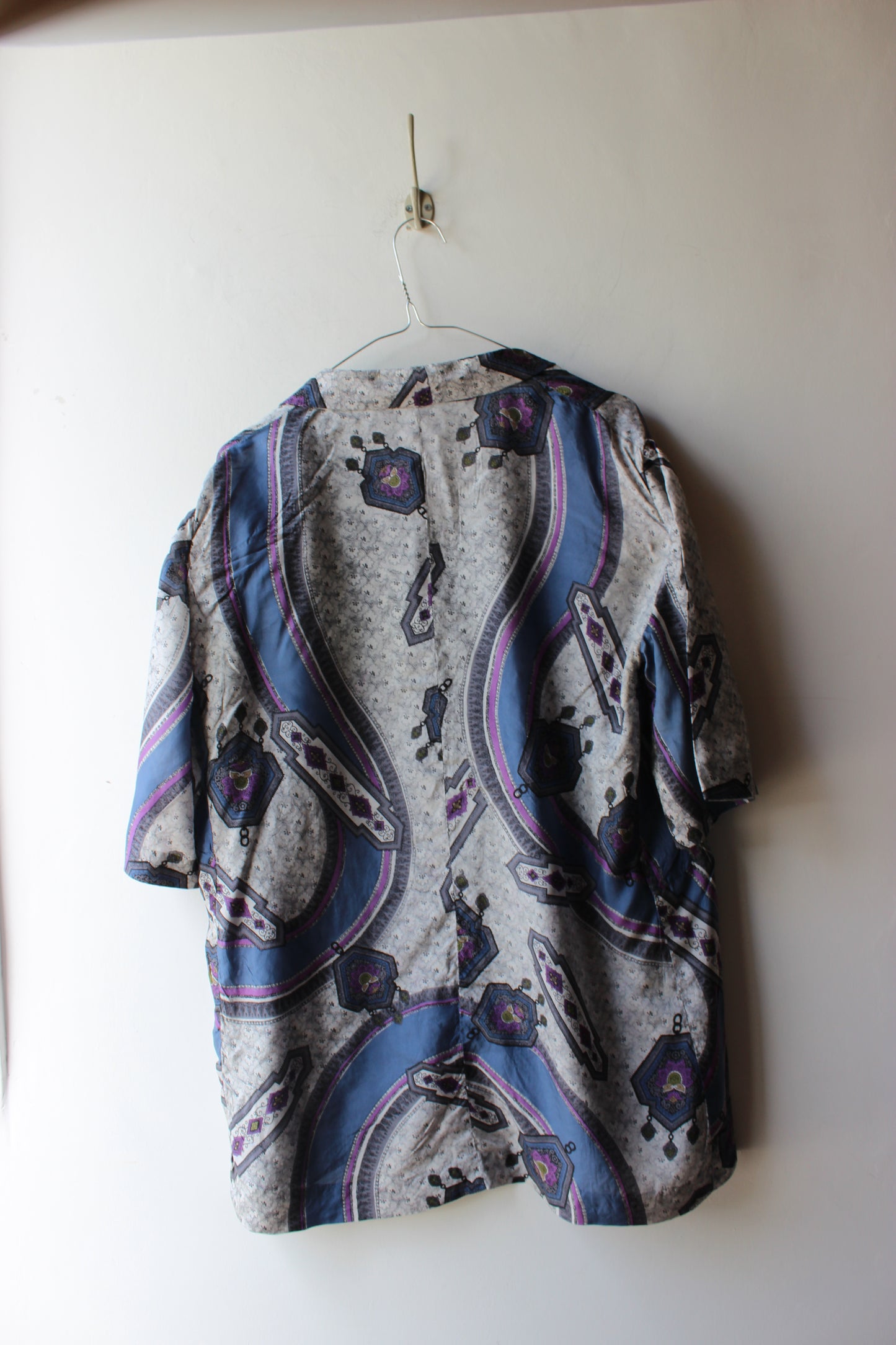 Camicia Vintage Fantasia Paisley Grigio Blu Viola
