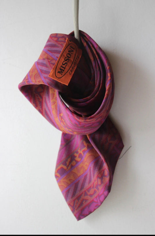 Cravatta Vintage Missoni Seta Fantasia Multicolore