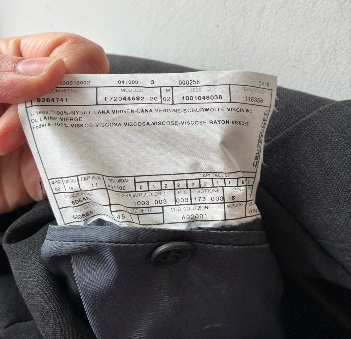 Armani Collezioni Blazer Vintage Lana Vergine Grigio Antracite Taglia 54 Made in Italy