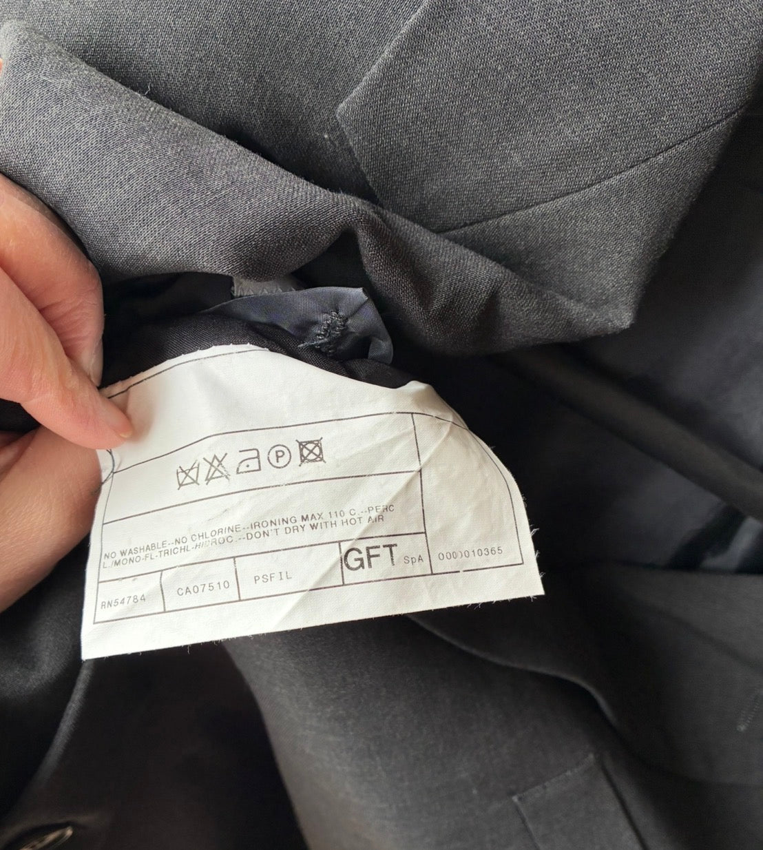 Armani Collezioni Blazer Vintage Lana Vergine Grigio Antracite Taglia 54 Made in Italy