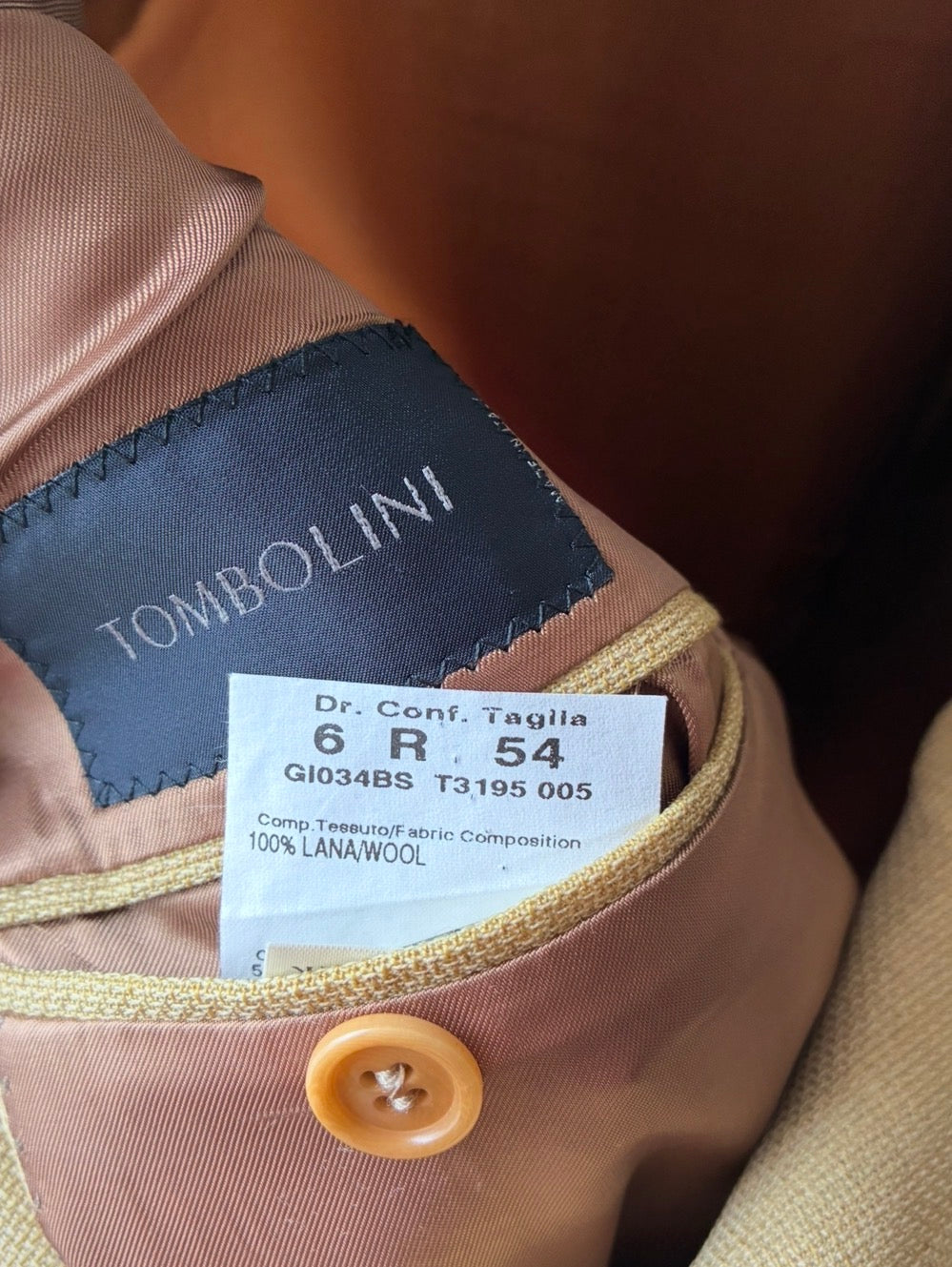 Blazer Vintage Tombolini Lana Vergine Woolmark Cammello
