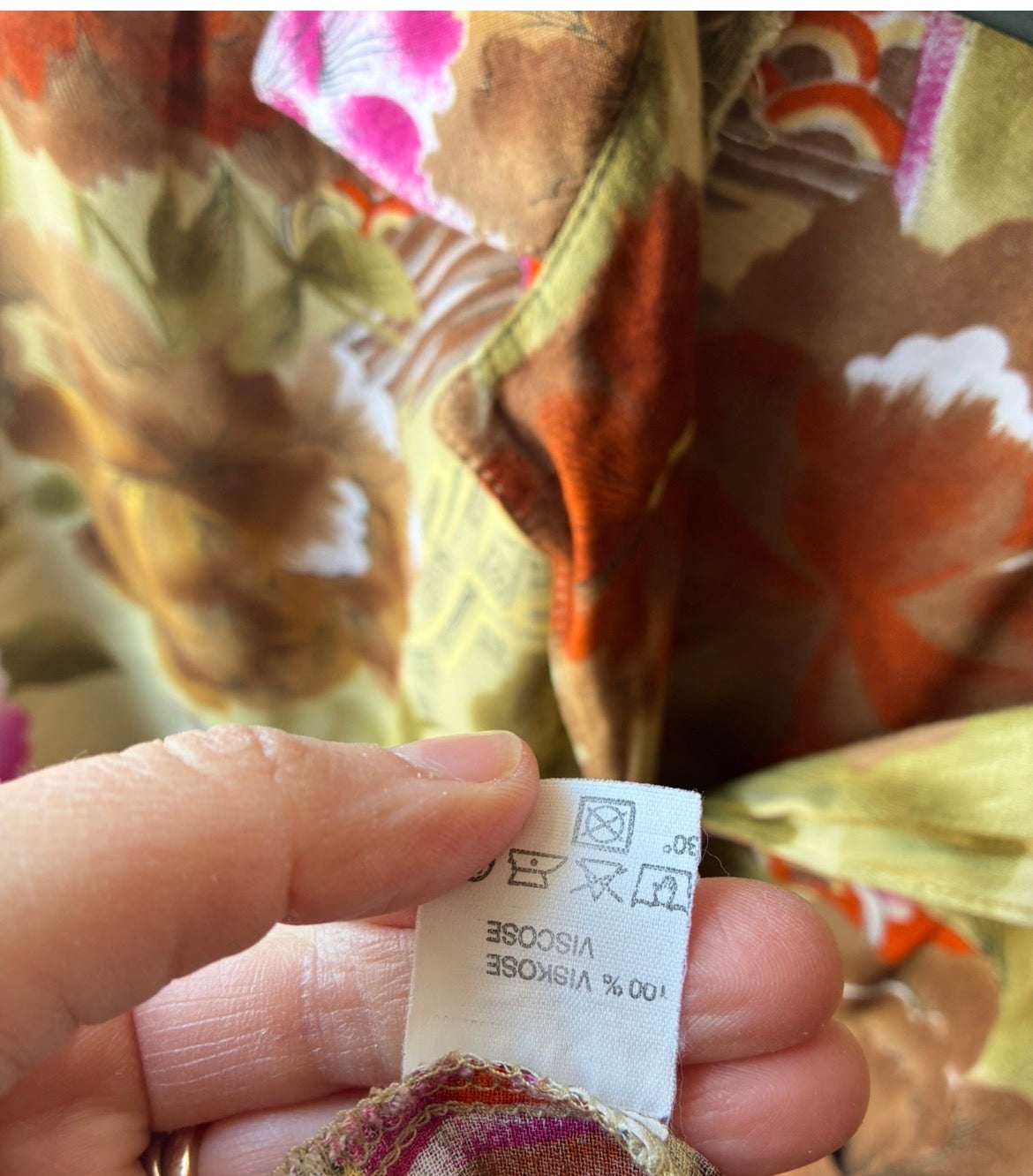 Camicia Vintage in Viscosa Stampa Floreale Orientale – Anni '70