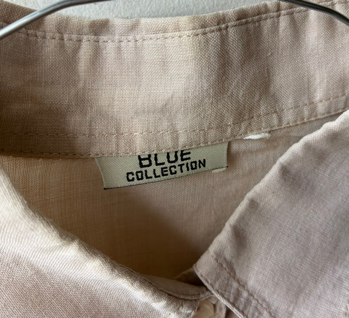 Camicia 100% Lino Beige Sabbia — Donna Maniche Corte con Tasche