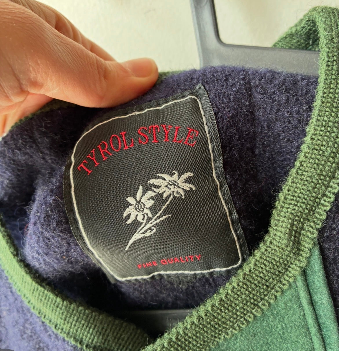 Gilet Tracht Tirolese Tyrol Style Lana Navy Verde – Taglia 44-46 IT / S-M
