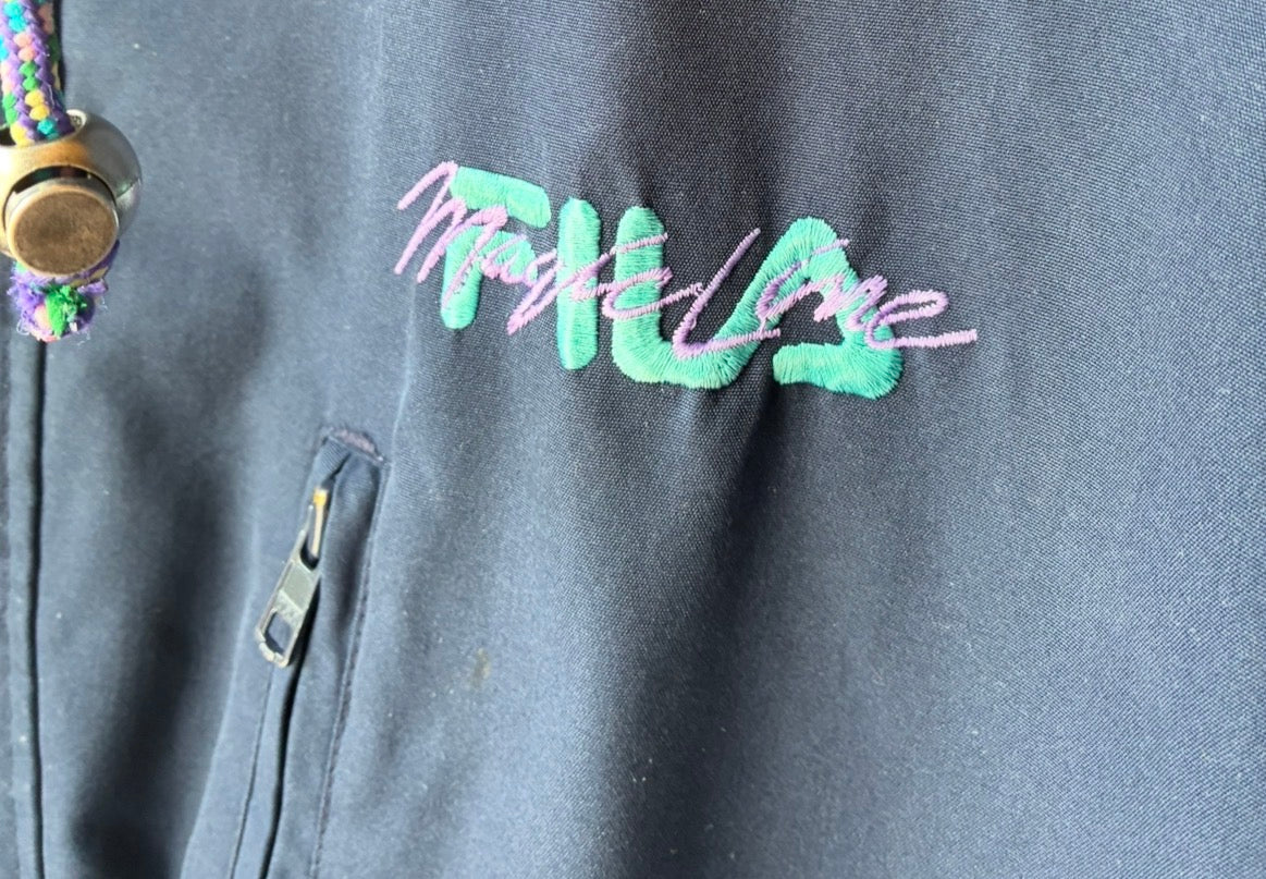 Fila – Giacca a Vento Vintage Anni '90 Blu Navy con Cappuccio