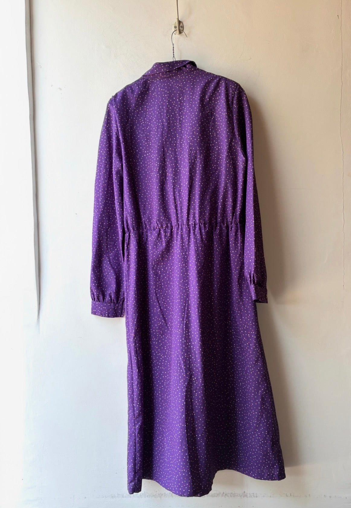 Vestito Maxi Vintage Anni '70 in Acetato — Viola a Pois Taglia 48