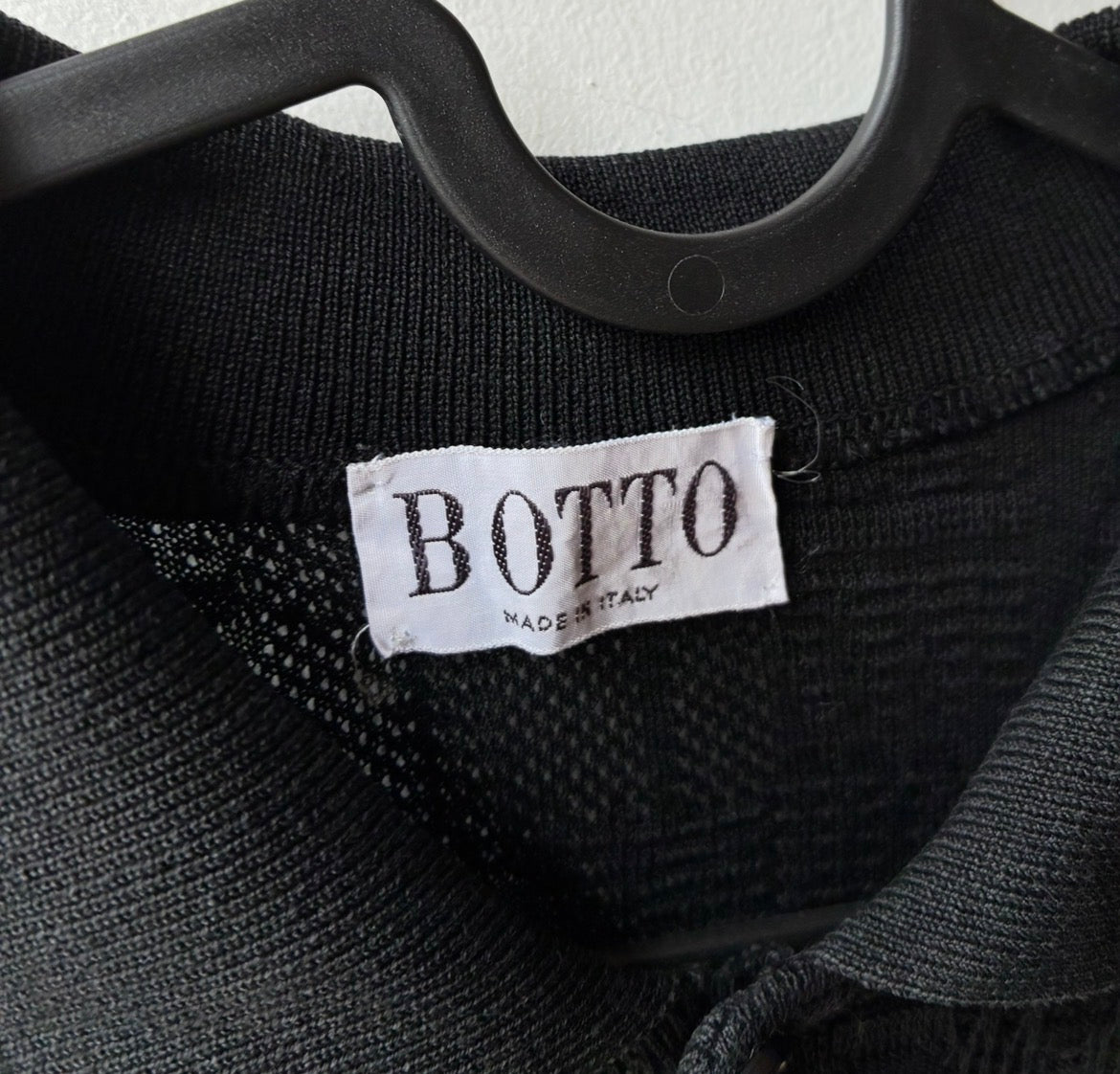 Polo Vintage Botto Maglia Nera Jacquard
