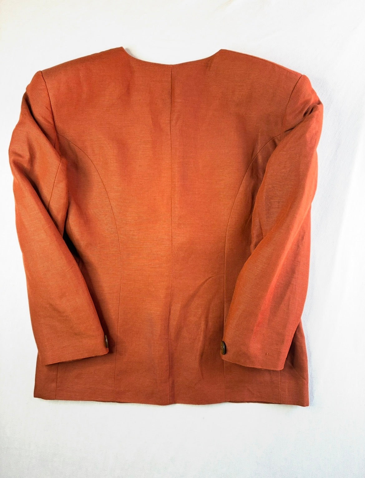 Blazer Vintage Imerio Tacchella Terracotta Lino Viscosa Scollo V Taglia 42 Made in Italy