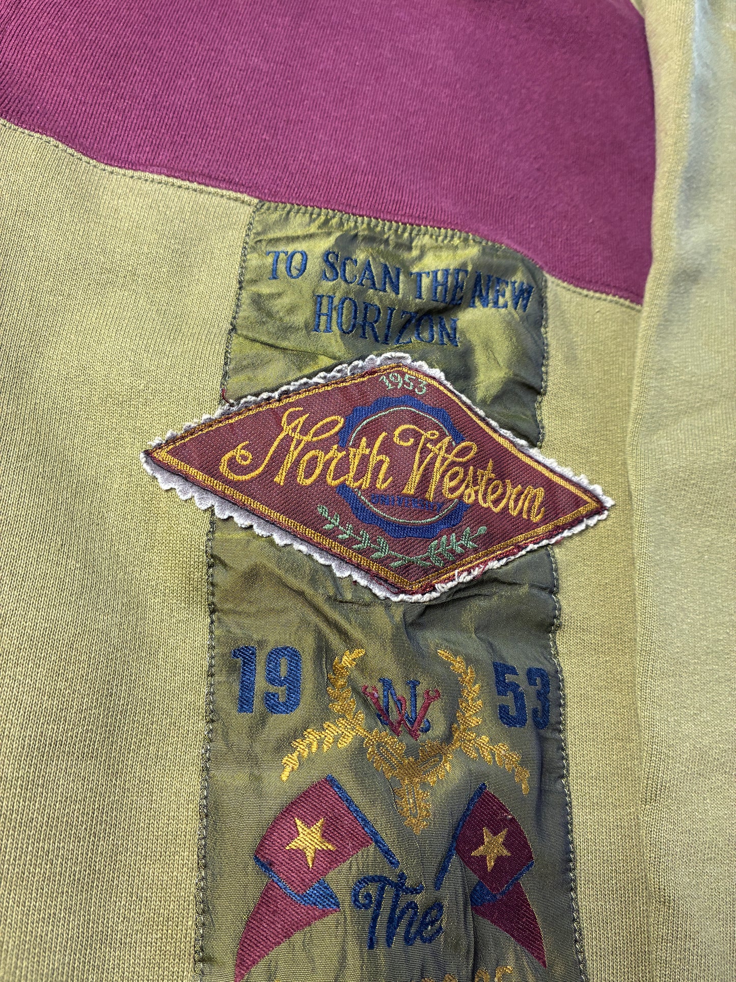 North Western Felpa Rugby Color Block Bordeaux Verde Oliva