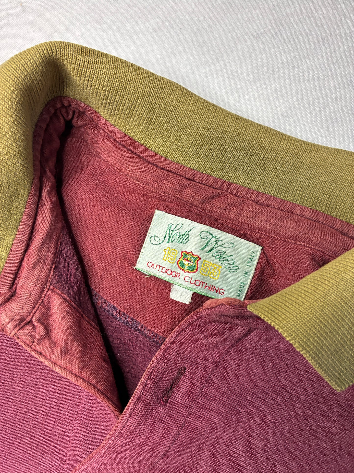 North Western Felpa Rugby Color Block Bordeaux Verde Oliva