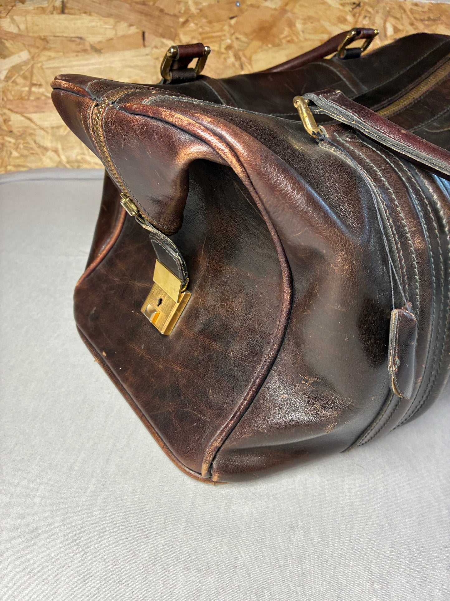 Borsa da Viaggio Vintage in Pelle Marrone