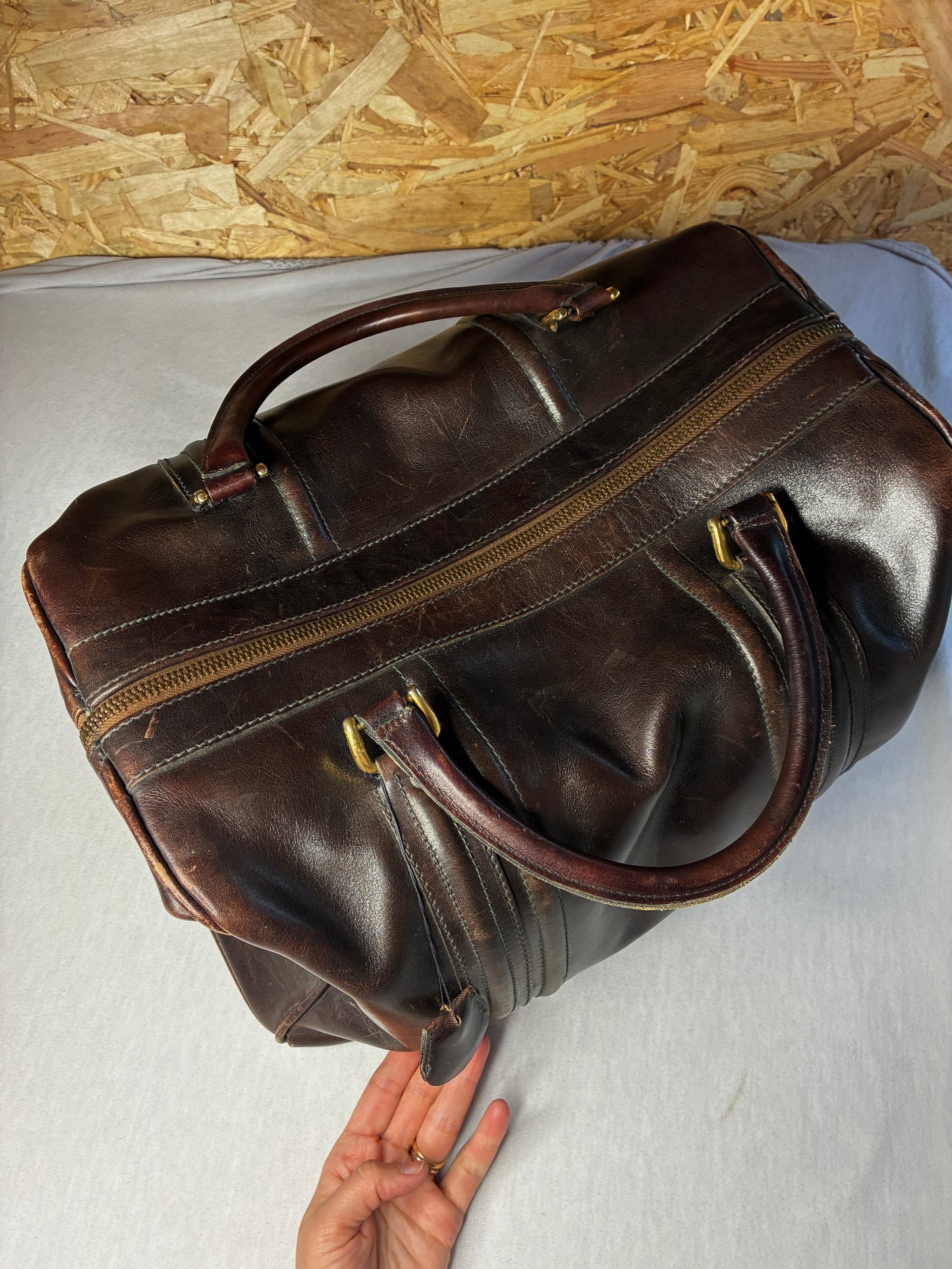 Borsa da Viaggio Vintage in Pelle Marrone