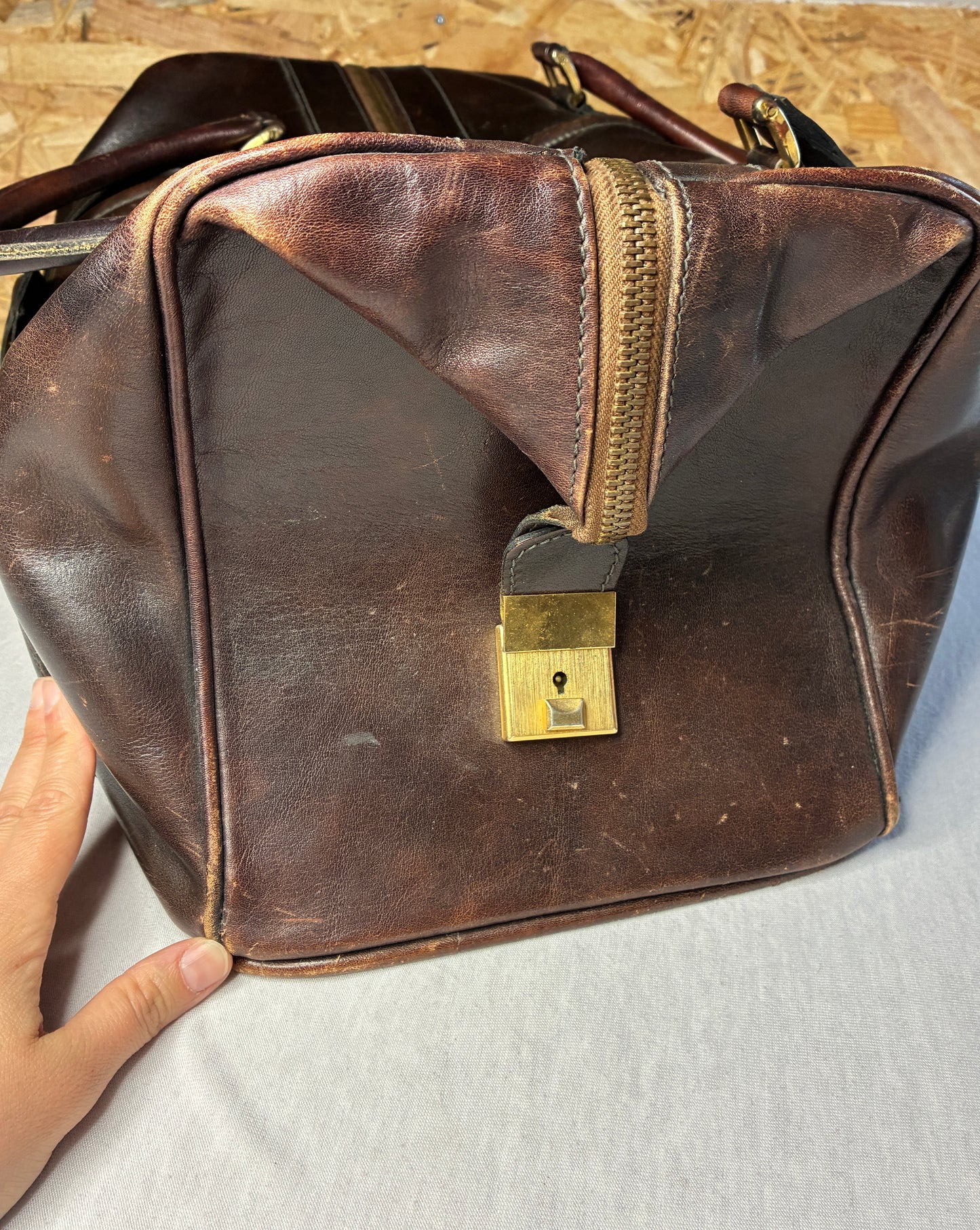 Borsa da Viaggio Vintage in Pelle Marrone