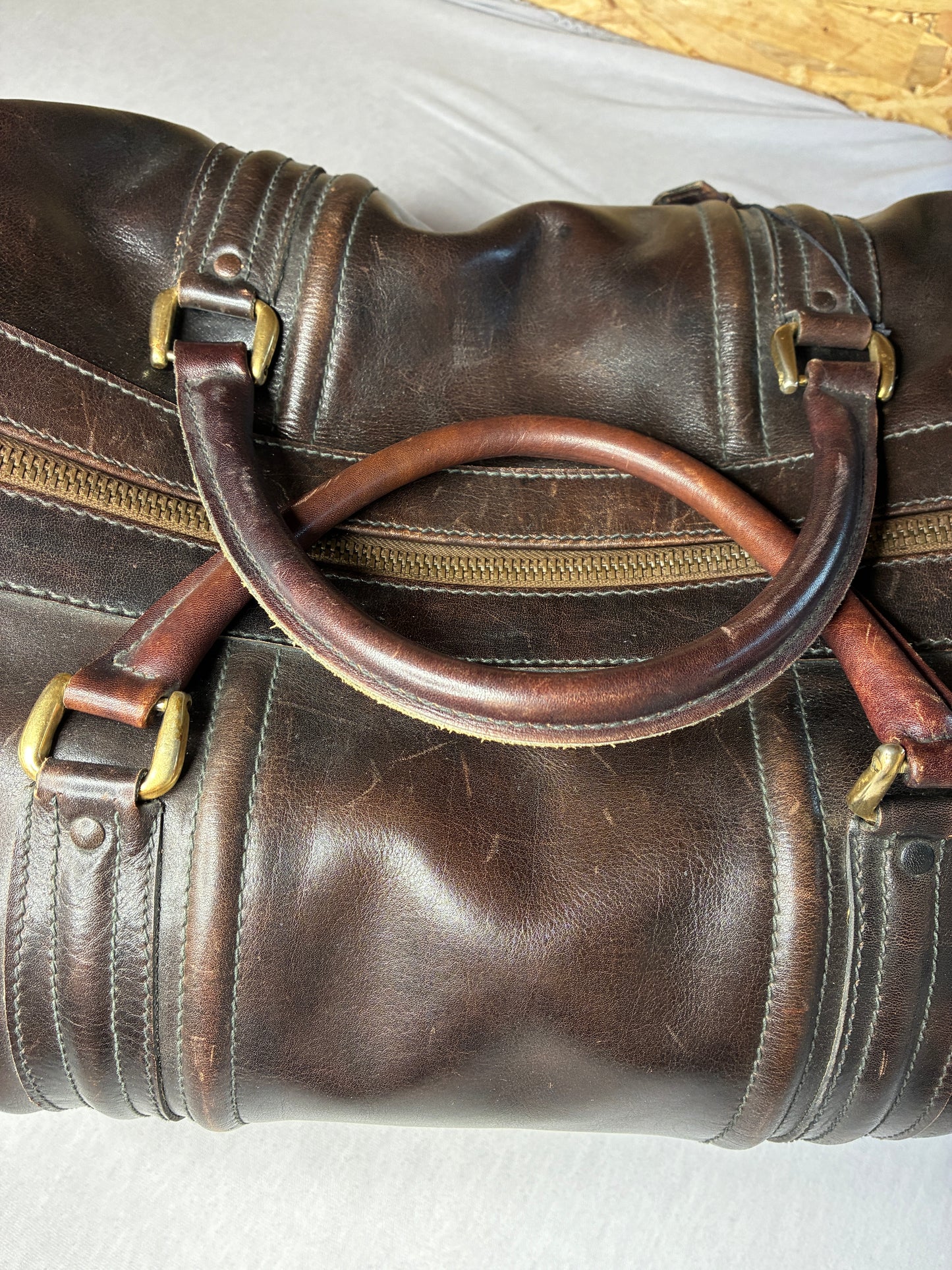 Borsa da Viaggio Vintage in Pelle Marrone