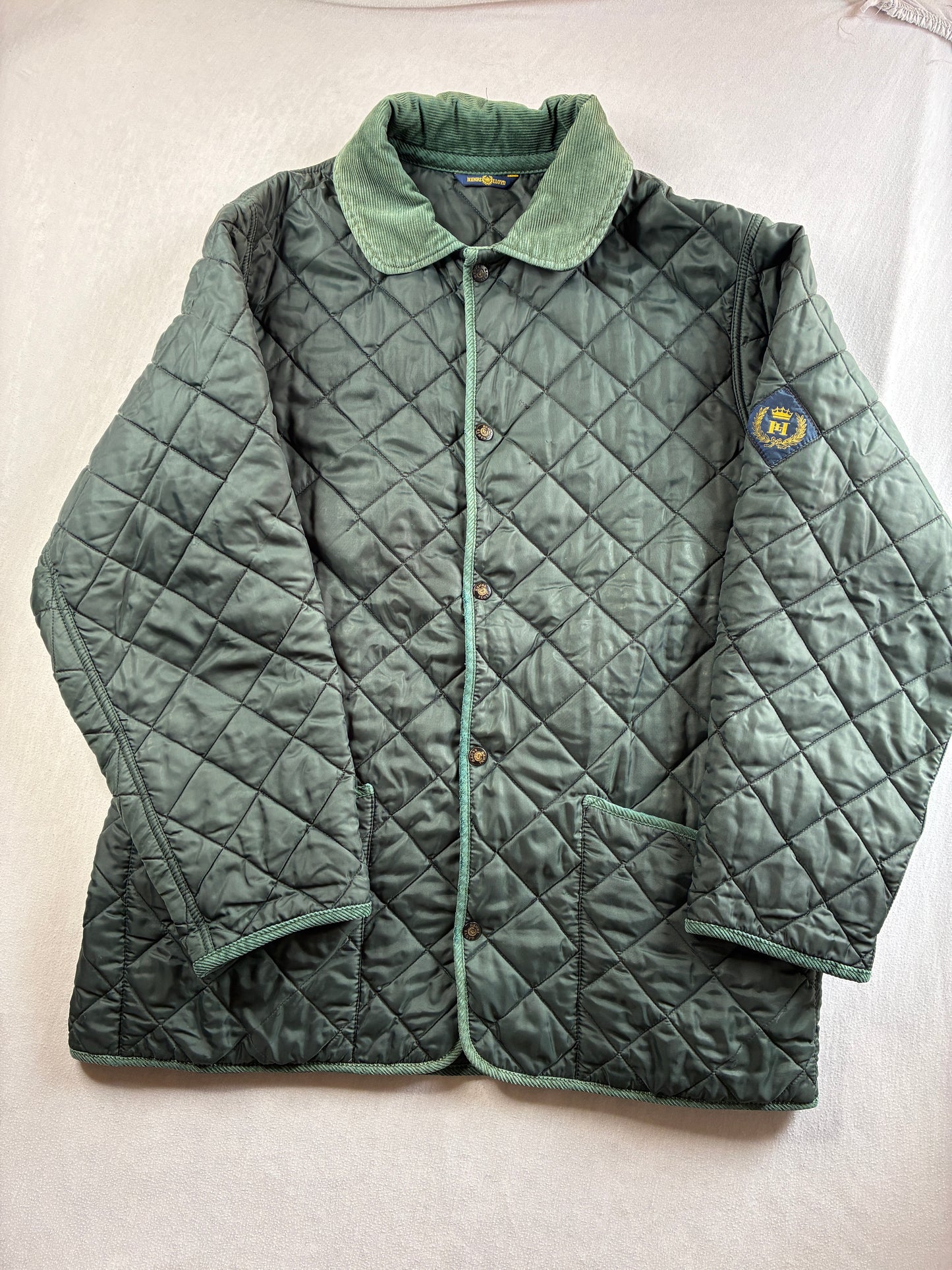 Henri Lloyd – Giacca Trapuntata Verde Petrolio Taglia M Made in England