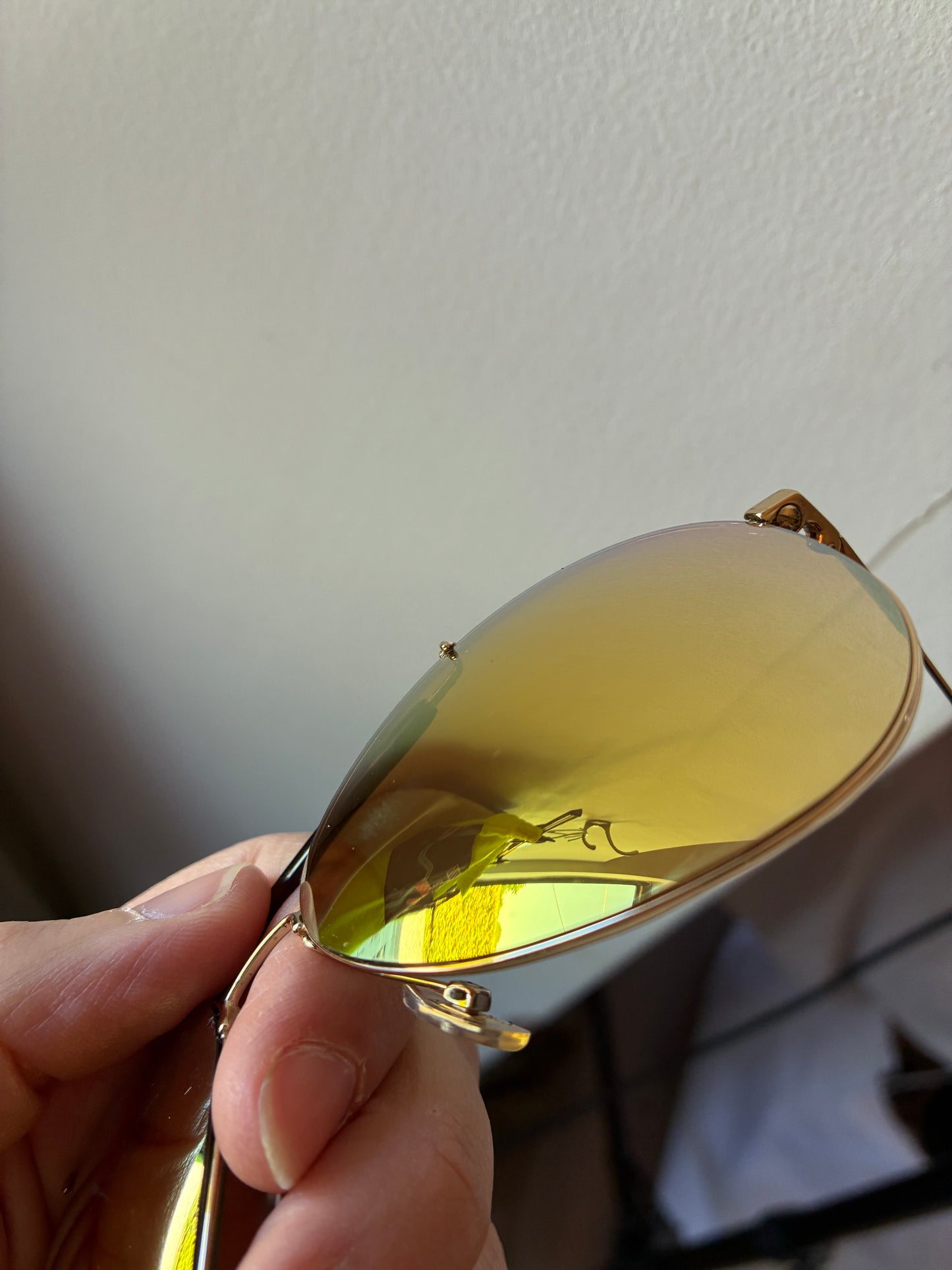 Gucci — Occhiali da Sole Aviator Rimless Vintage Lenti Ambra Oro Specchiato
