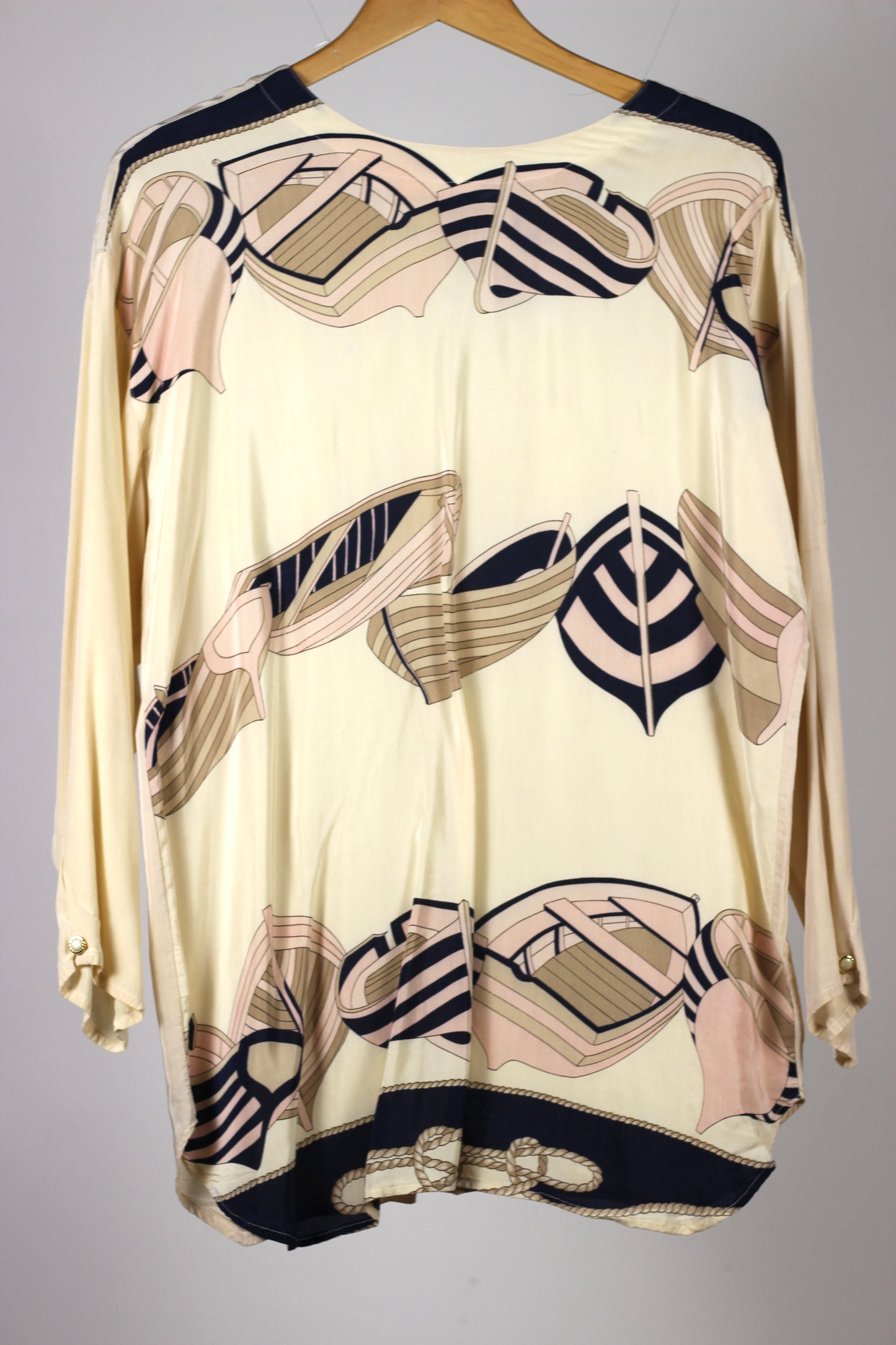 Blusa Vintage Stampa Barche – Stile Nautico Oversize