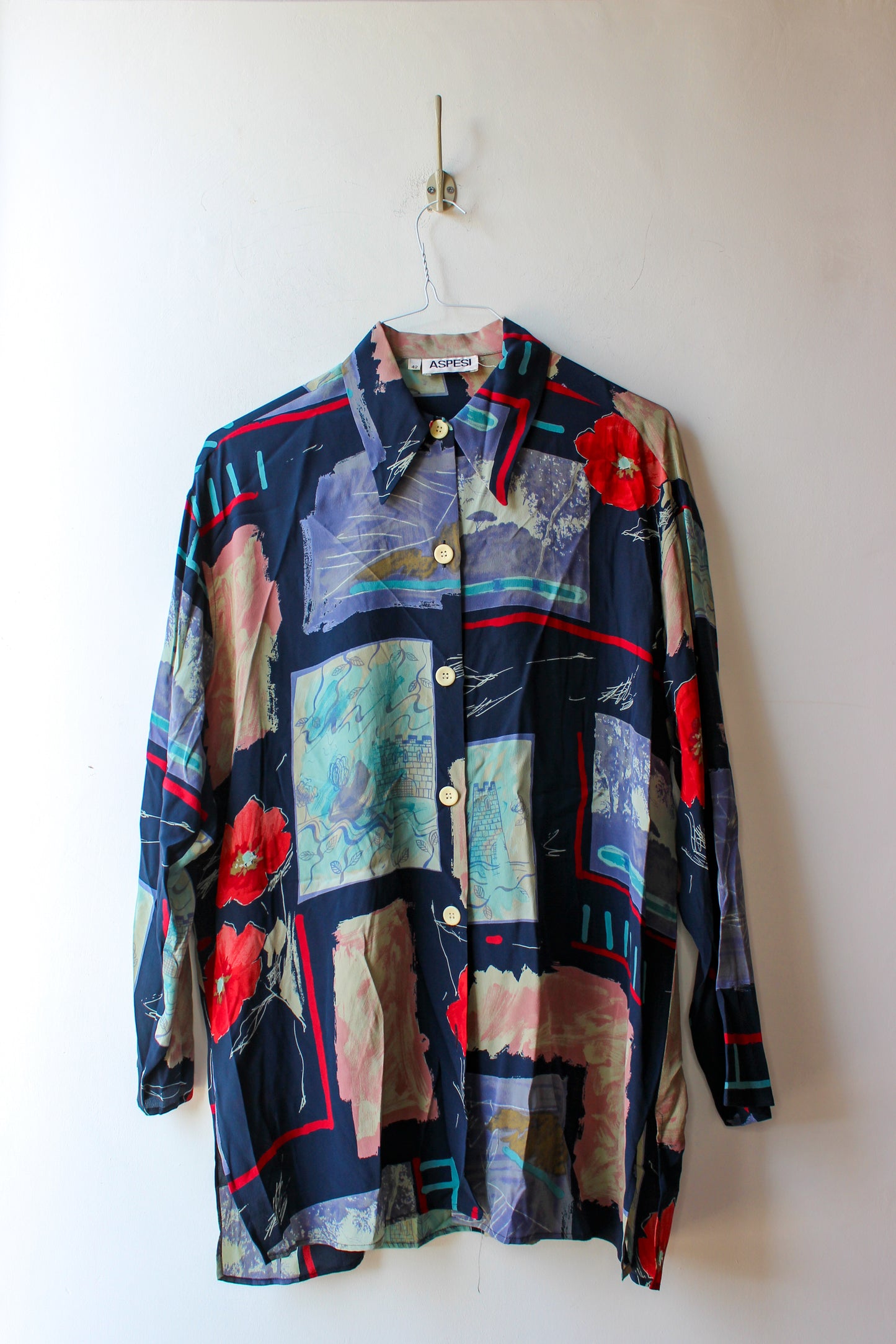 Camicia Vintage Aspesi in Seta con Stampa Artistica