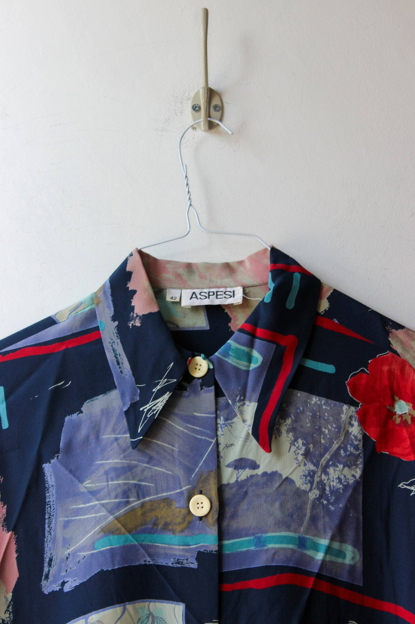 Camicia Vintage Aspesi in Seta con Stampa Artistica