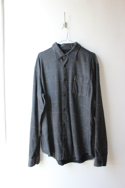 Armani Jeans Camicia Flanella Grigia Quadri Windowpane – Taglia XXL