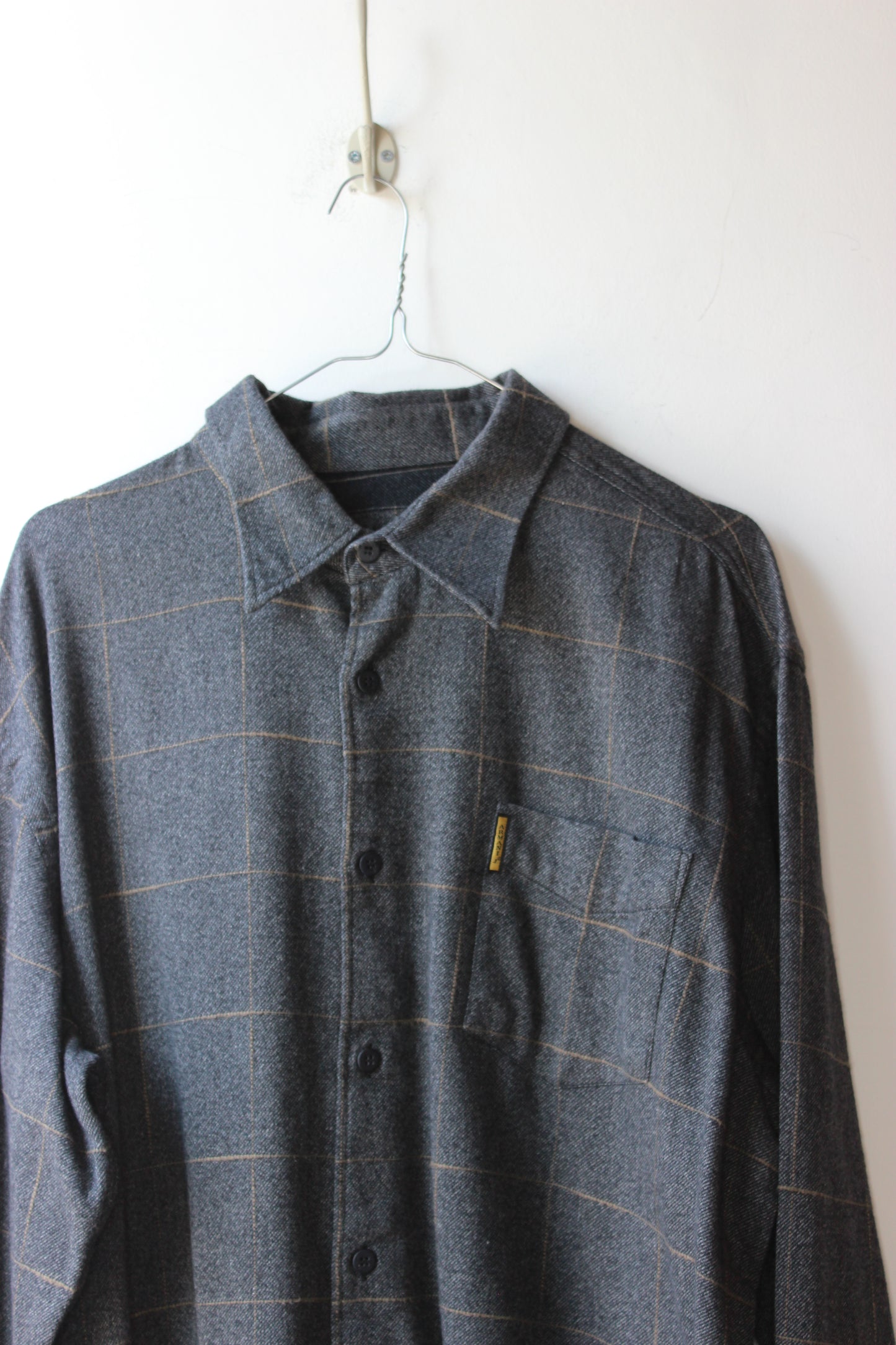 Armani Jeans Camicia Flanella Grigia Quadri Windowpane – Taglia XXL