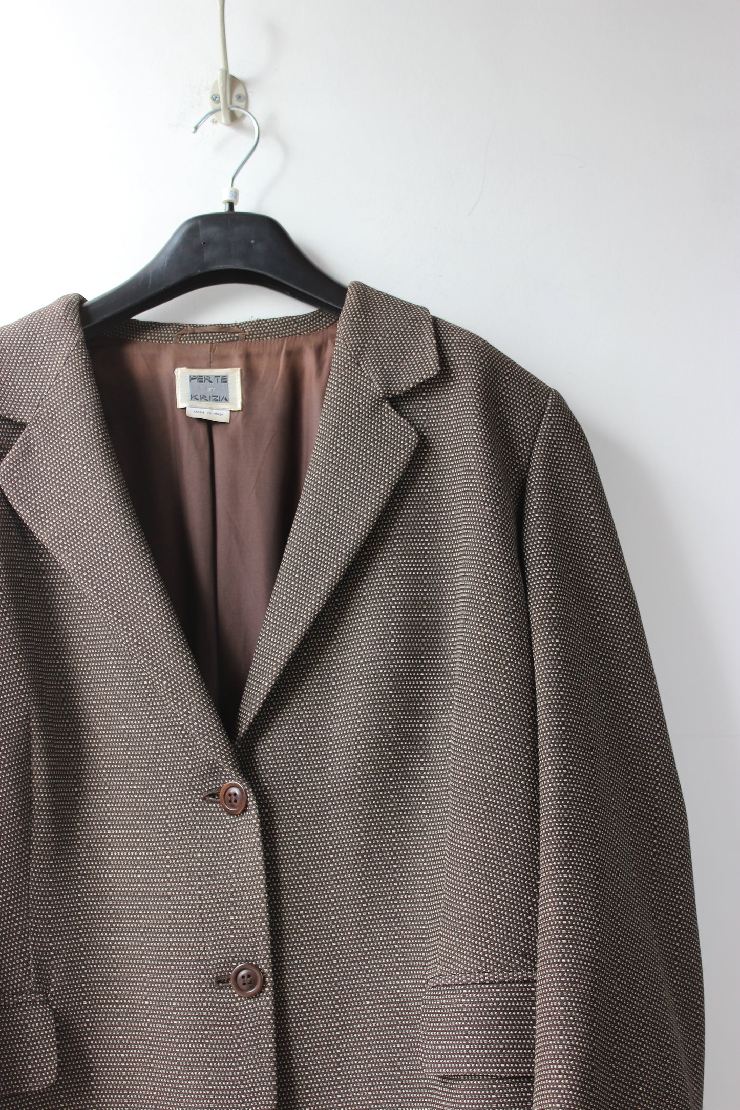 Giacca Vintage Per Te by Krizia Marrone Microtexture - Made in Italy