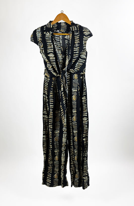 Tuta Vintage Rossella Argento Stampa Batik Nero Oro