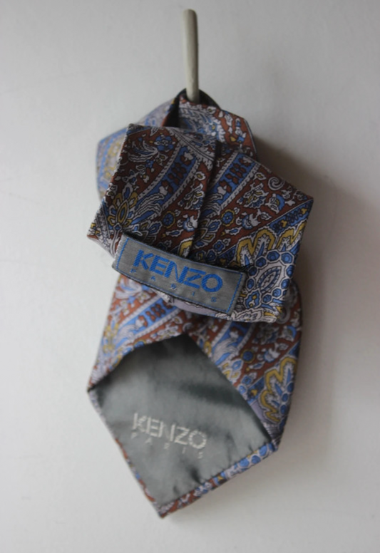 Cravatta Vintage Kenzo Seta Fantasia Paisley Multicolore