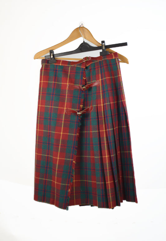 Gonna kilt tartan vintage — vista frontale su gruccia
