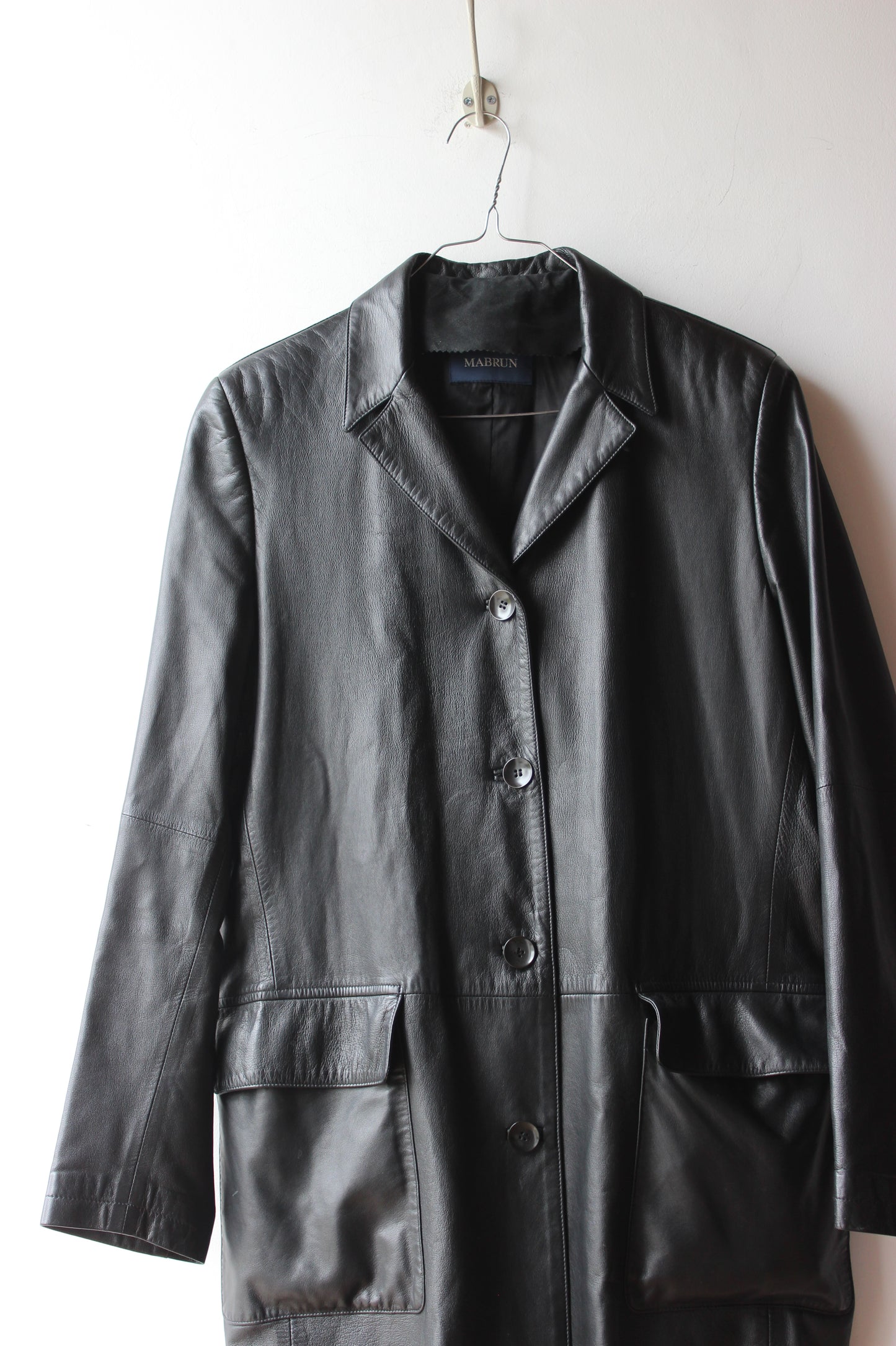 Cappotto in Pelle Vintage Nero Mabrun - Taglia 46