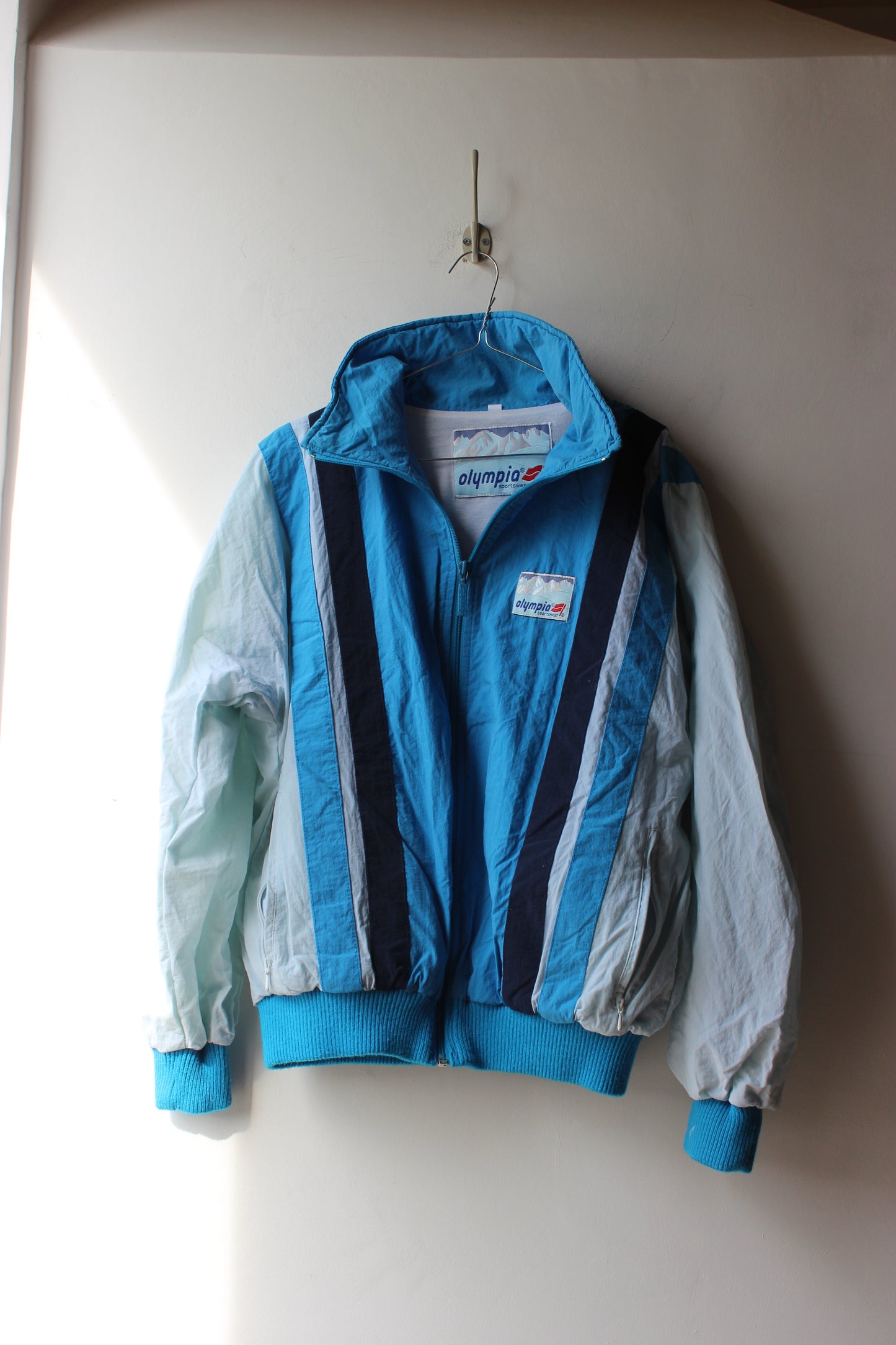 Giacca a vento Olympia Sportswear vintage turchese grigio blu