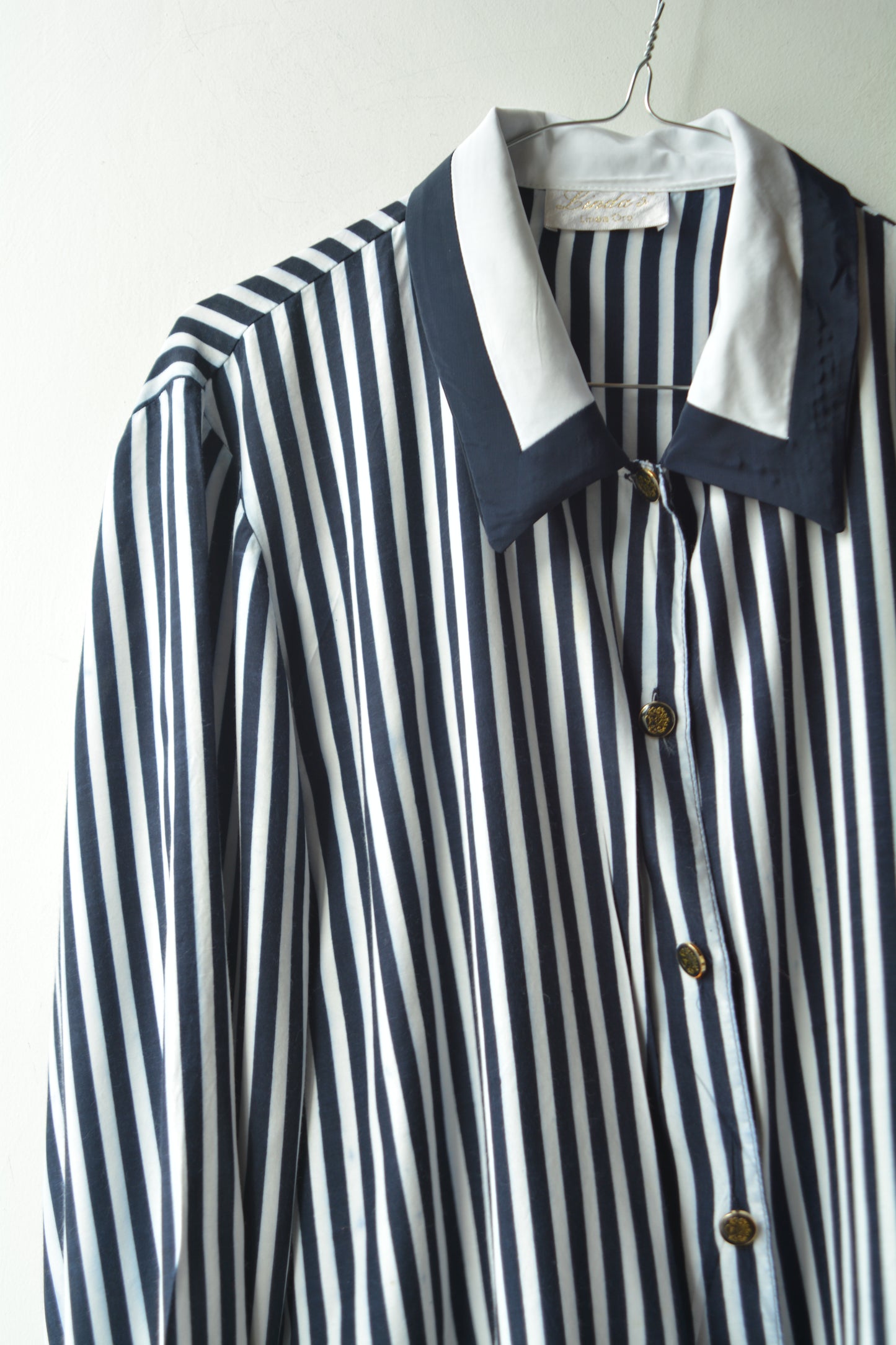 Camicia Vintage Paola S. Linea Oro – Righe Navy e Bianco