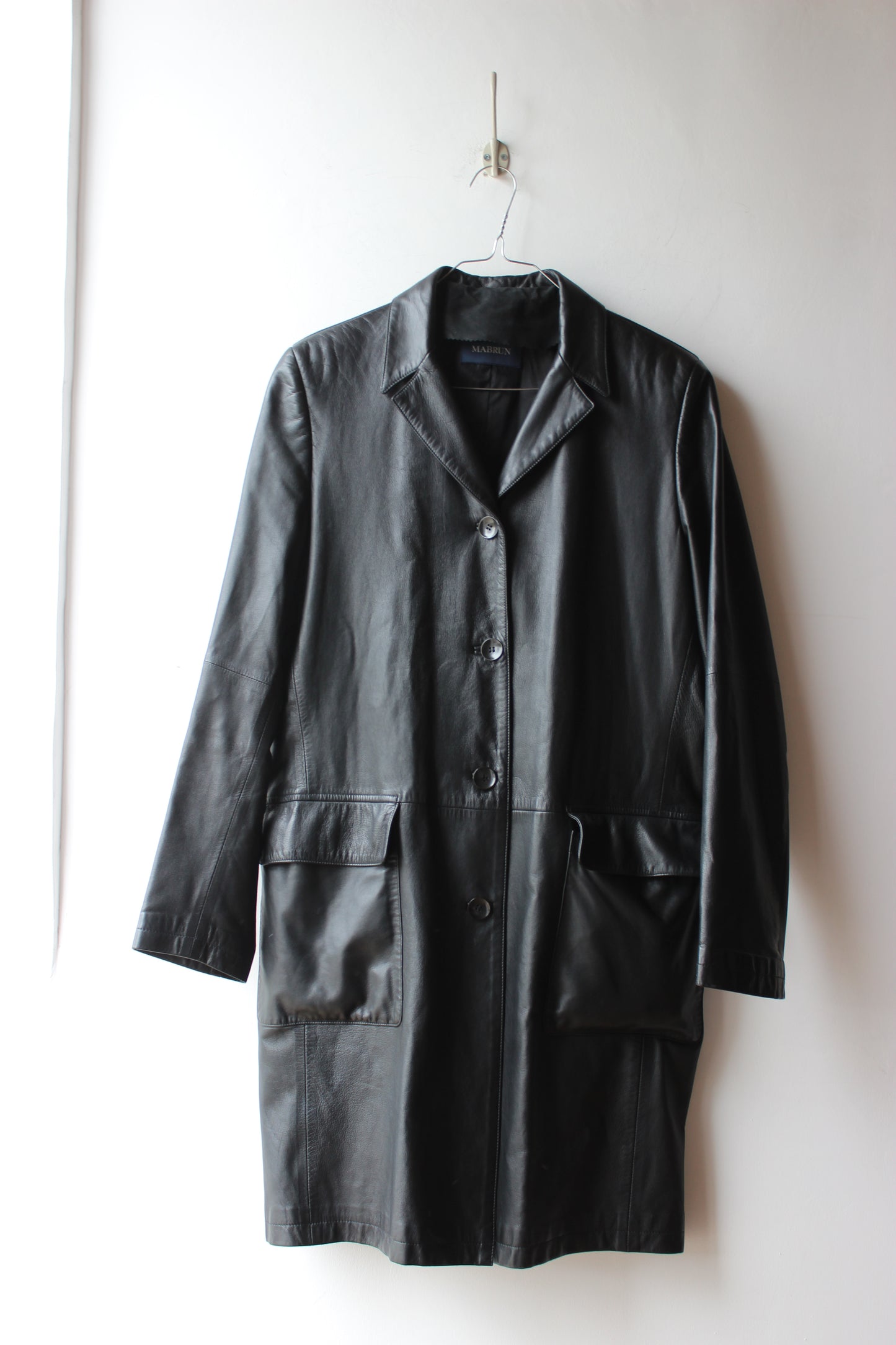 Cappotto in Pelle Vintage Nero Mabrun - Taglia 46