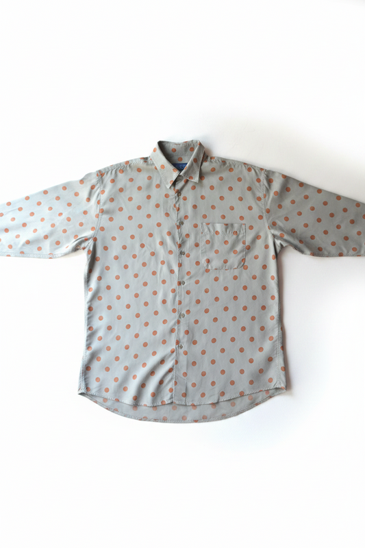 Kenzo Camicia Vintage Maxi Pois Grigio Salvia Taglia 40