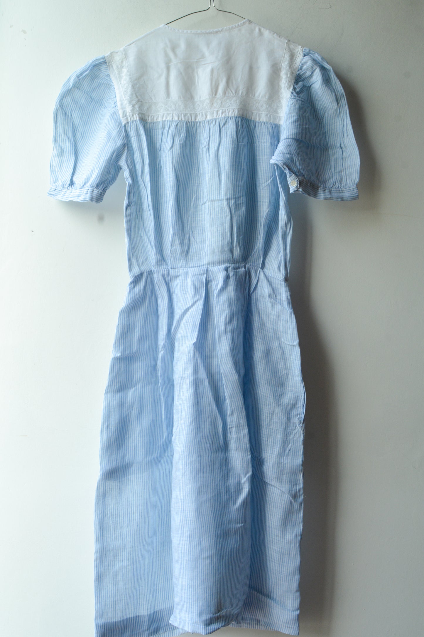 Abito Vintage Loretta di Lore Righe Azzurro Lino