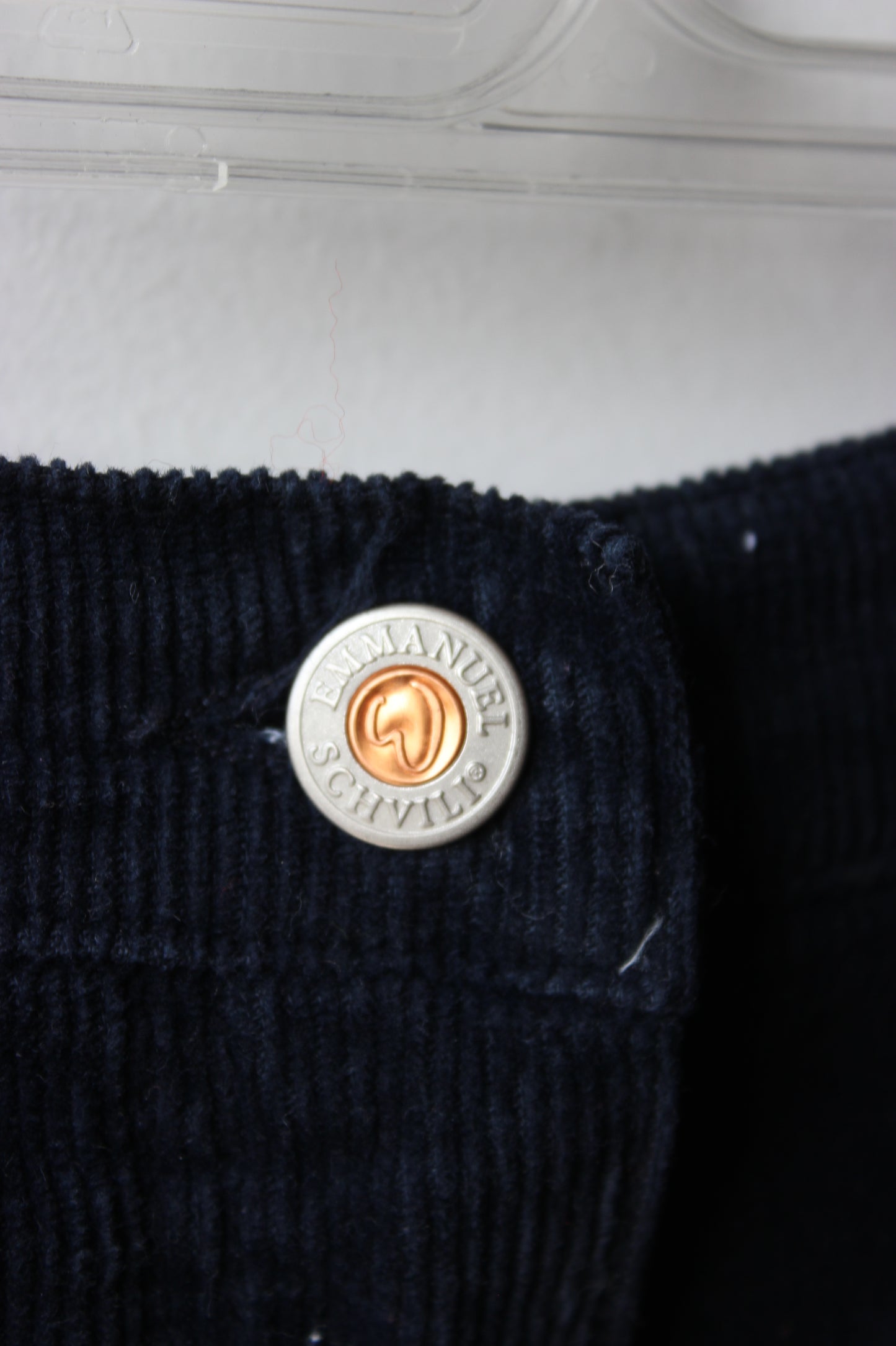 Emanuel Schvili Vintage Navy Corduroy Dog Embroidery Skirt - Waist 34
