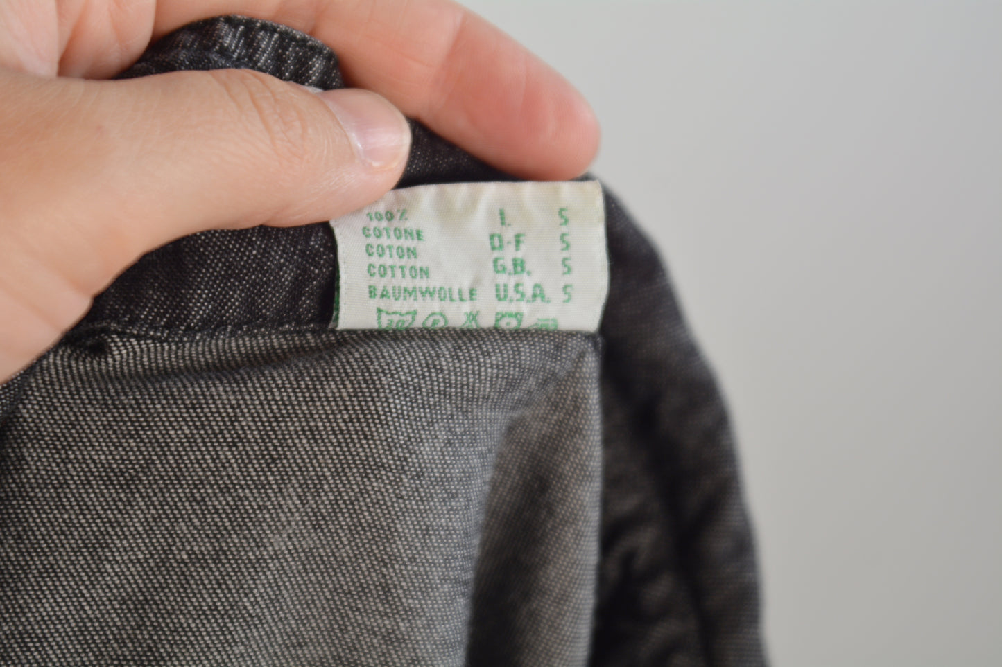 Bianca Maria Caselli Camicia Denim Nero Vintage — Applicazioni Foglie e Strass — Taglia S