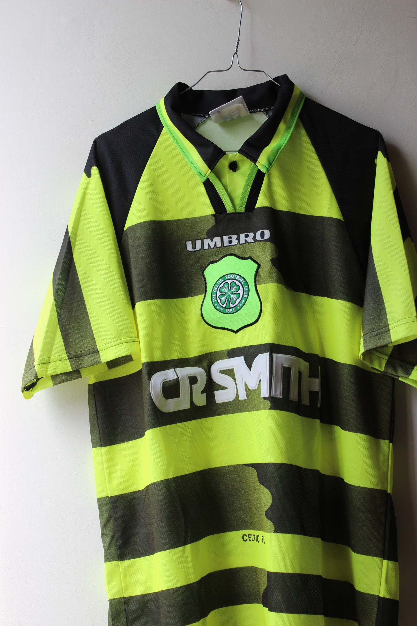 Maglia Celtic FC Umbro vintage giallo fluo e nero - Taglia L