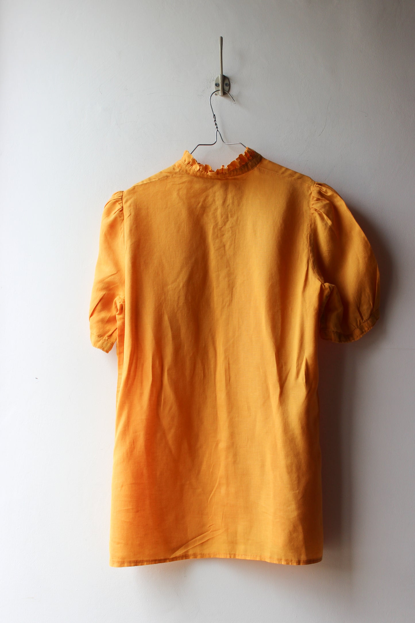 Camicia Vintage Gialla Senape con Colletto Arricciato